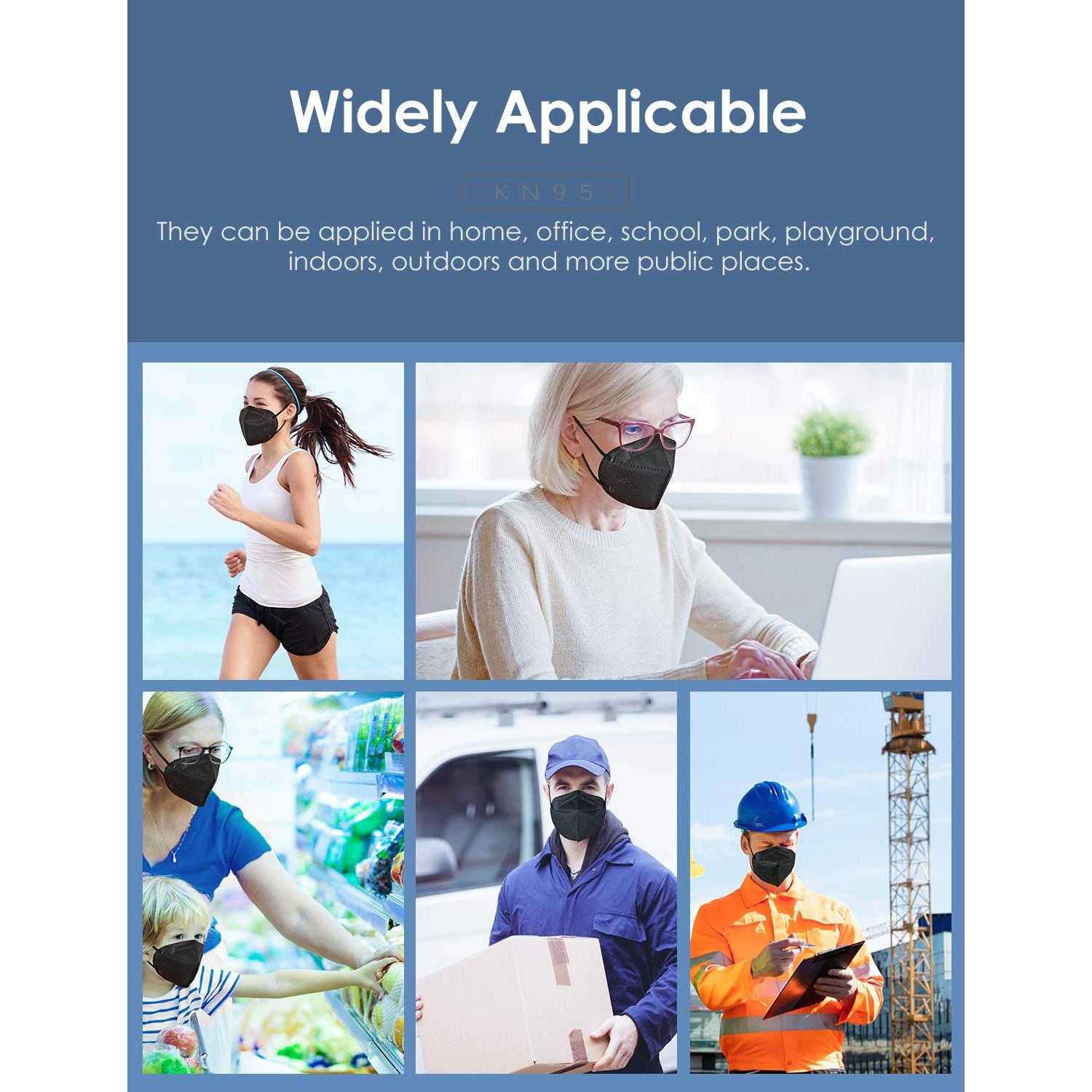 Mascarillas HUHETA KN95 Paquete de 30 Unidades Negra 5 Capas