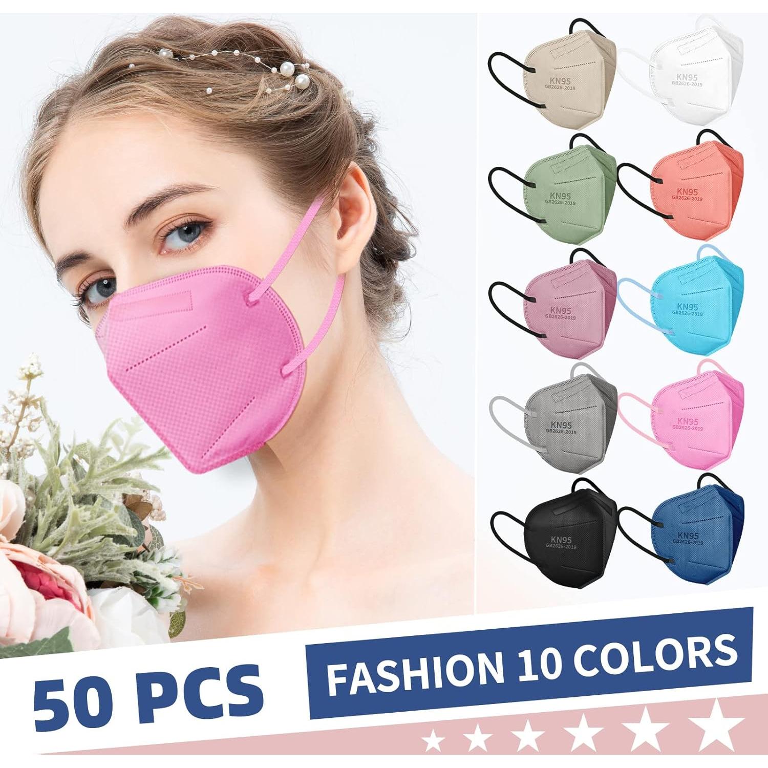 Mascarillas KN95 desechables 50 unidades 10 colores 5 capas