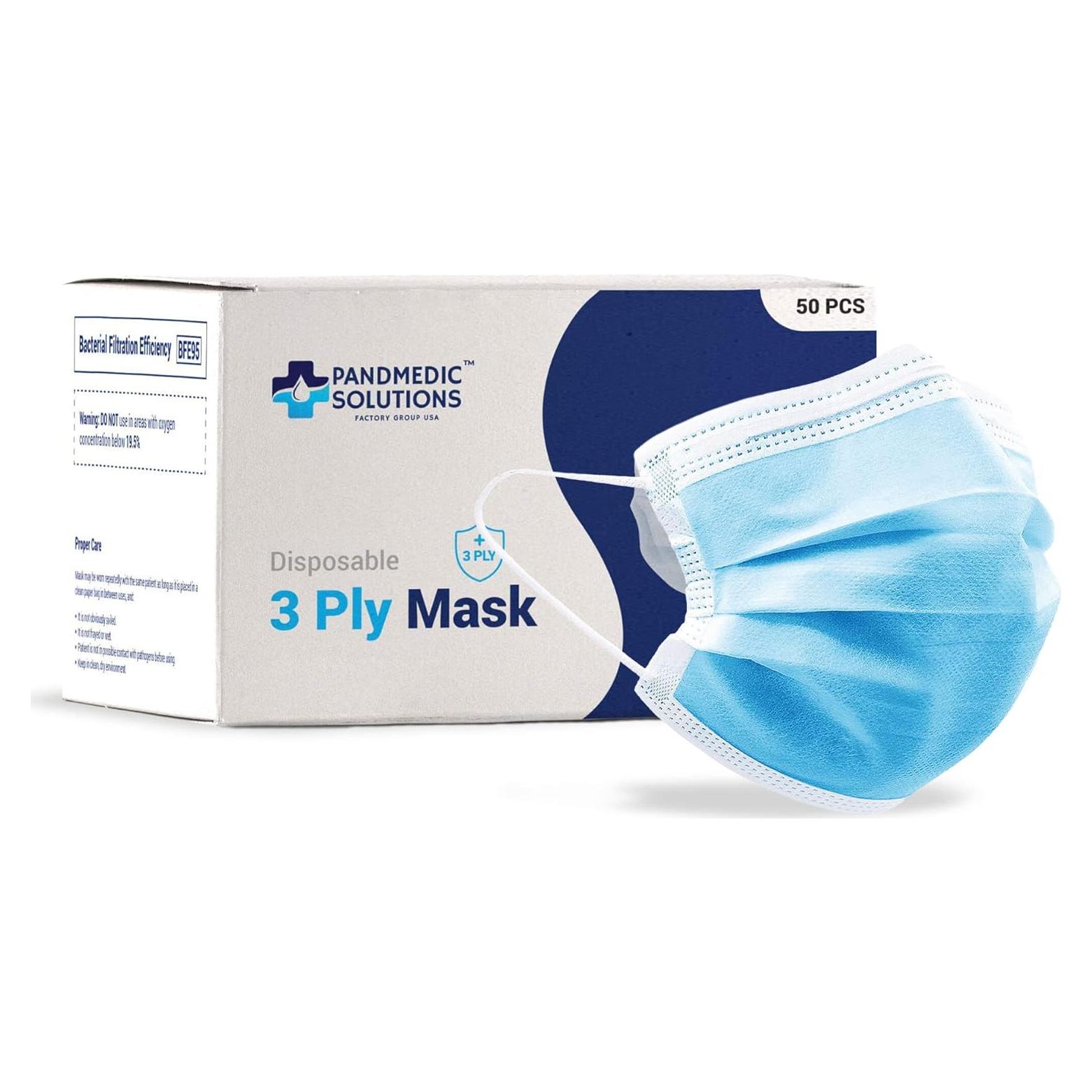 Mascarillas Desechables PandMedic 3 Capas - Caja de 50 Unidades