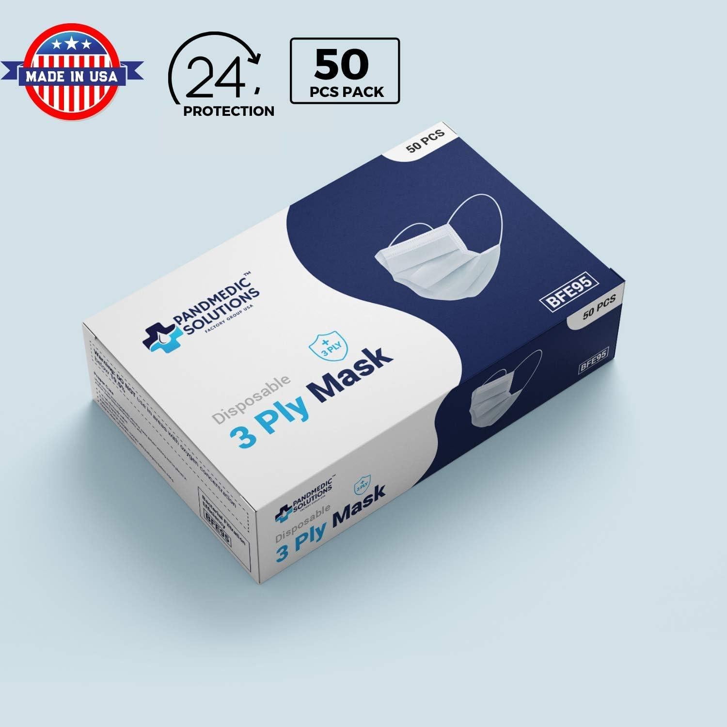 Mascarillas Desechables PandMedic 3 Capas - Caja de 50 Unidades