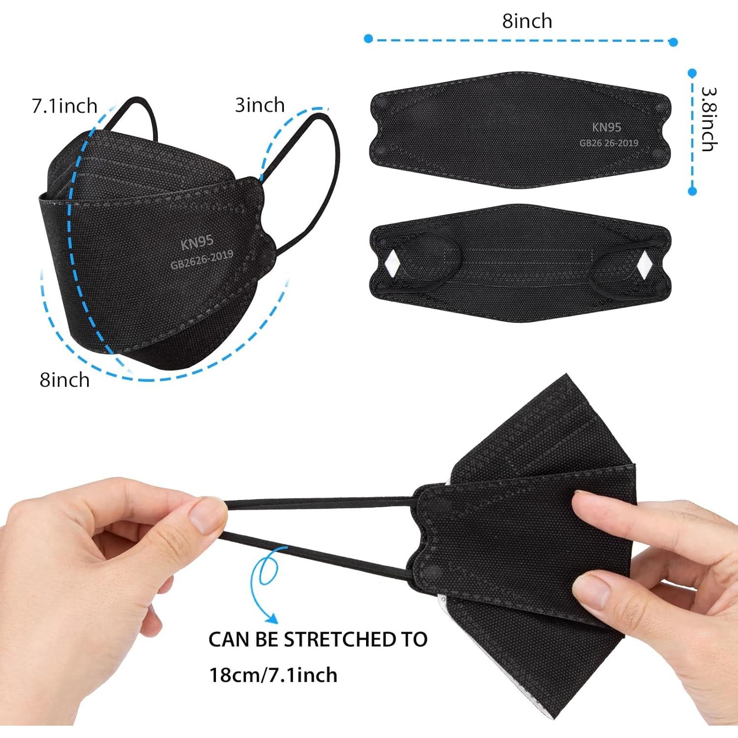 Mascarillas KN95 Borje Adultos 50 Unidades Negra 5 Capas