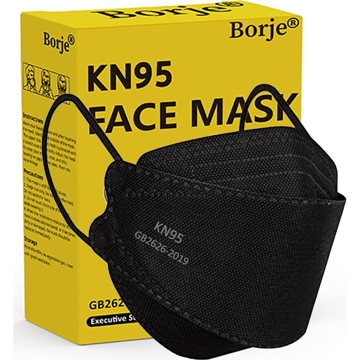 Mascarillas KN95 Borje Adultos 50 Unidades Negra 5 Capas