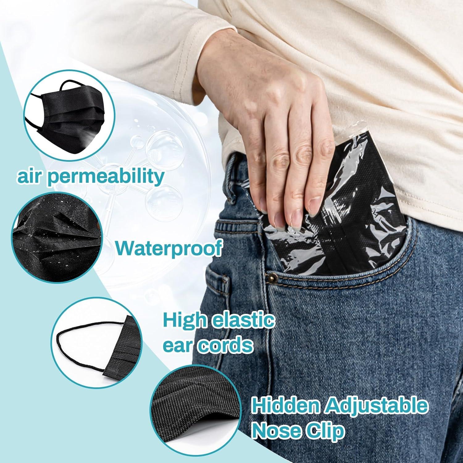 Mascarillas Faciales Desechables Negras MY - 80 PCS 3 Capas