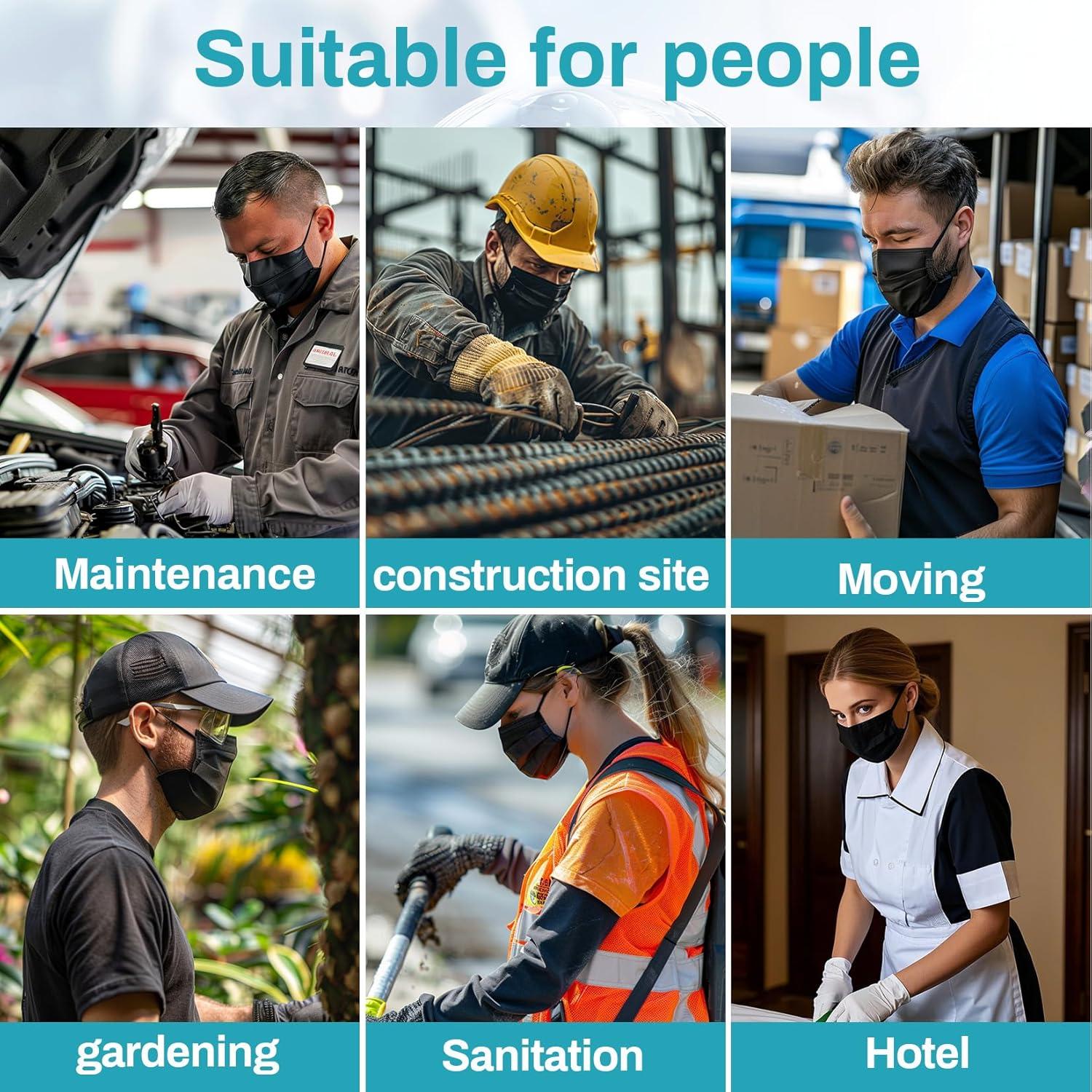 Mascarillas Faciales Desechables Negras MY - 80 PCS 3 Capas