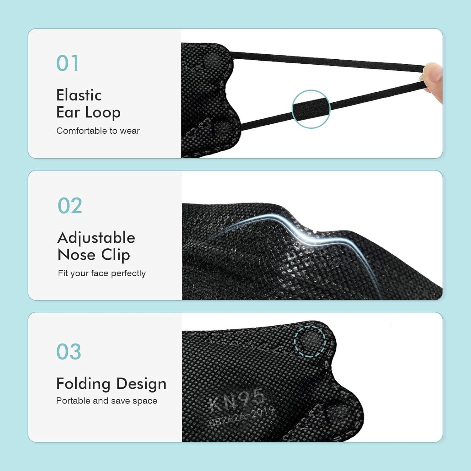 Mascarillas KN95 LEMENT, Paquete de 50 Unidades Transpirables