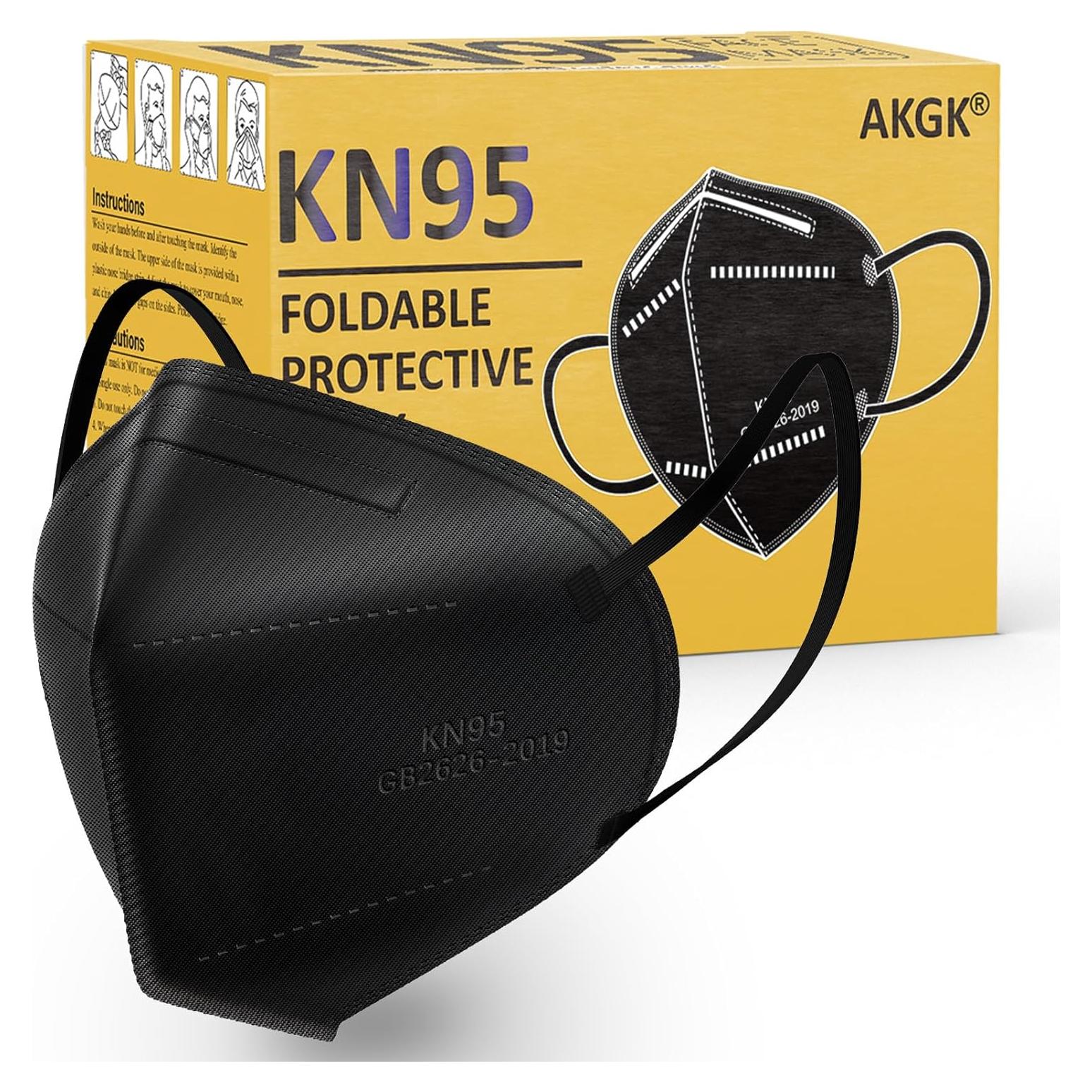 Mascarillas KN95 akgk 50 PCS Negras 5 Capas Transpirables