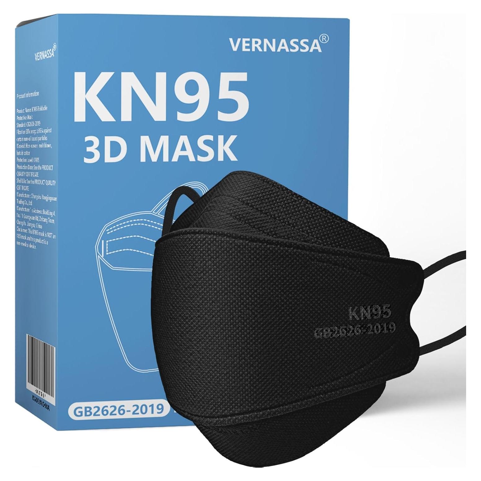 Mascarillas KN95 Negras 50 Unidades 5 Capas Eficiencia >95%