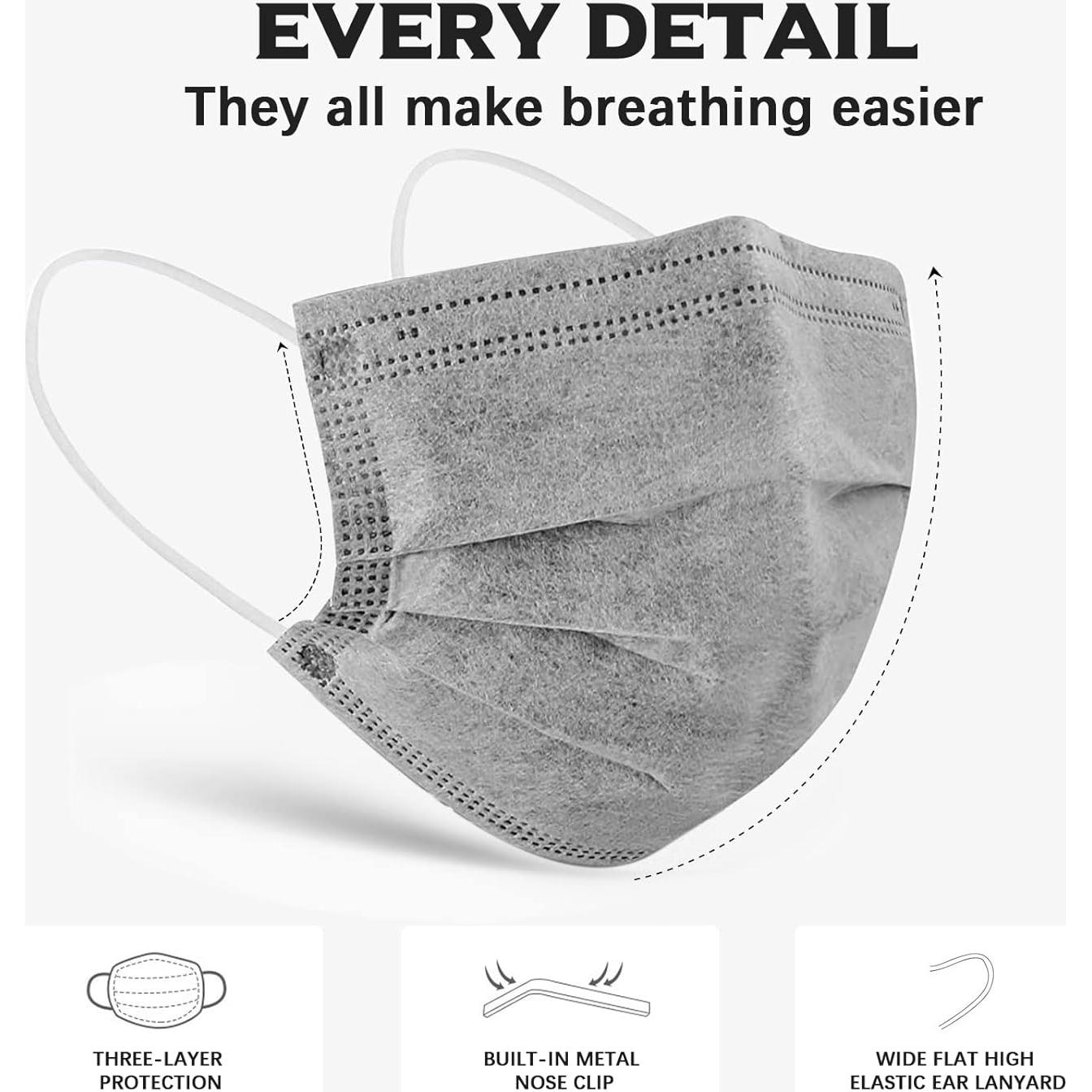 Mascarillas Desechables Wecolor 100 Pcs 3 Capas Gris