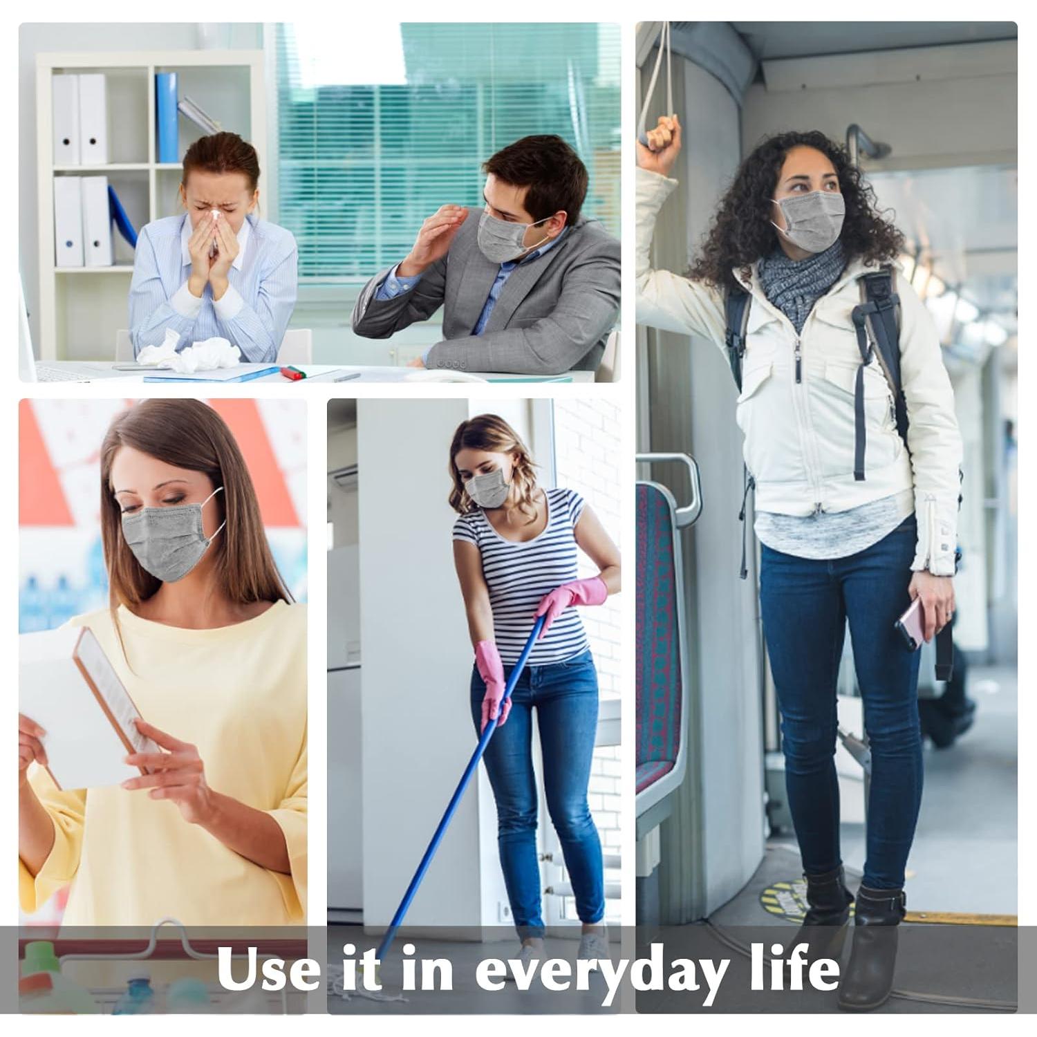 Mascarillas Desechables Wecolor 100 Pcs 3 Capas Gris