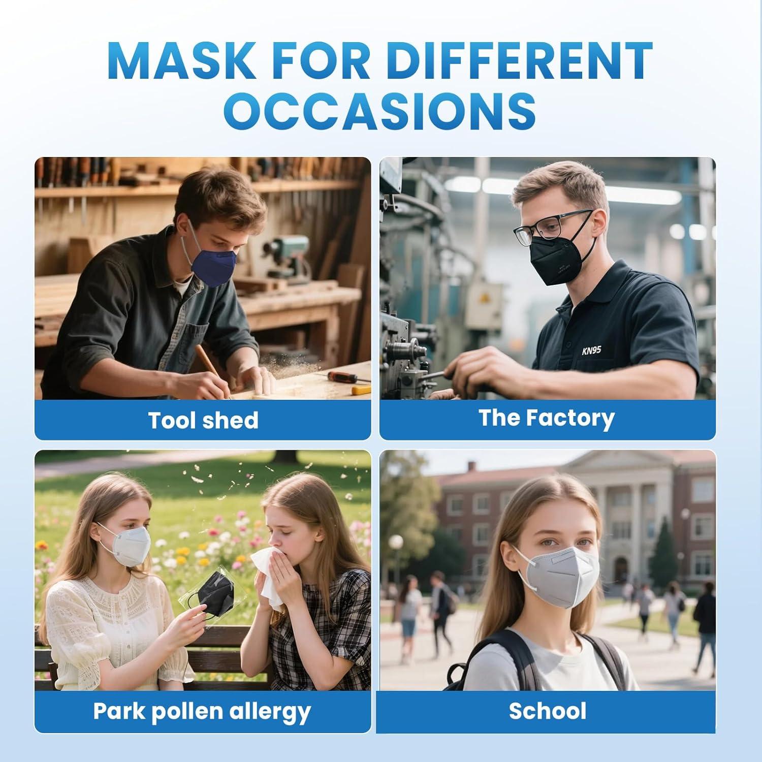 Mascarillas KN95 Borje 50 Pcs Multicolor 5 Capas Adultos