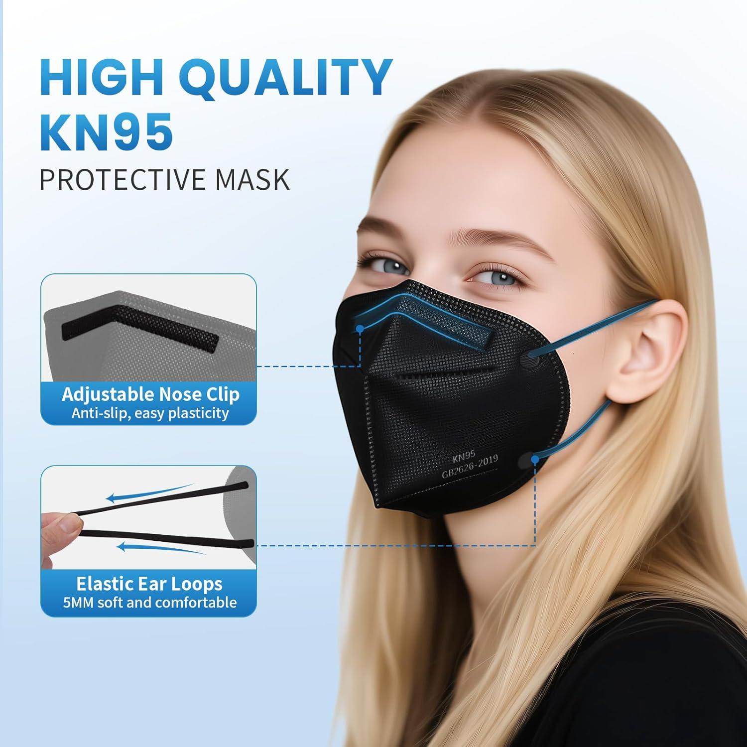 Mascarillas KN95 Borje 50 Pcs Multicolor 5 Capas Adultos