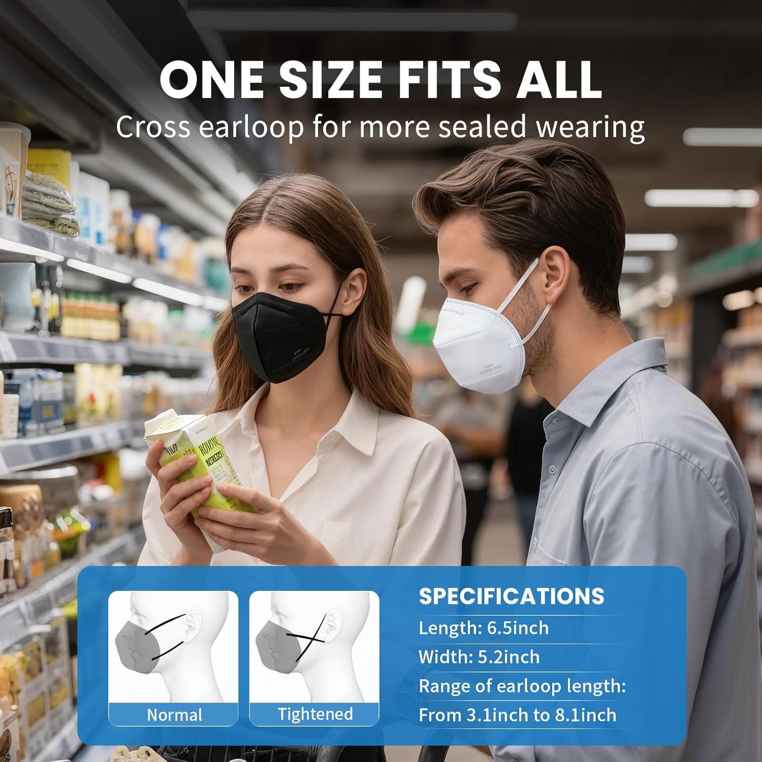 Mascarillas KN95 Borje 50 Pcs Multicolor 5 Capas Adultos