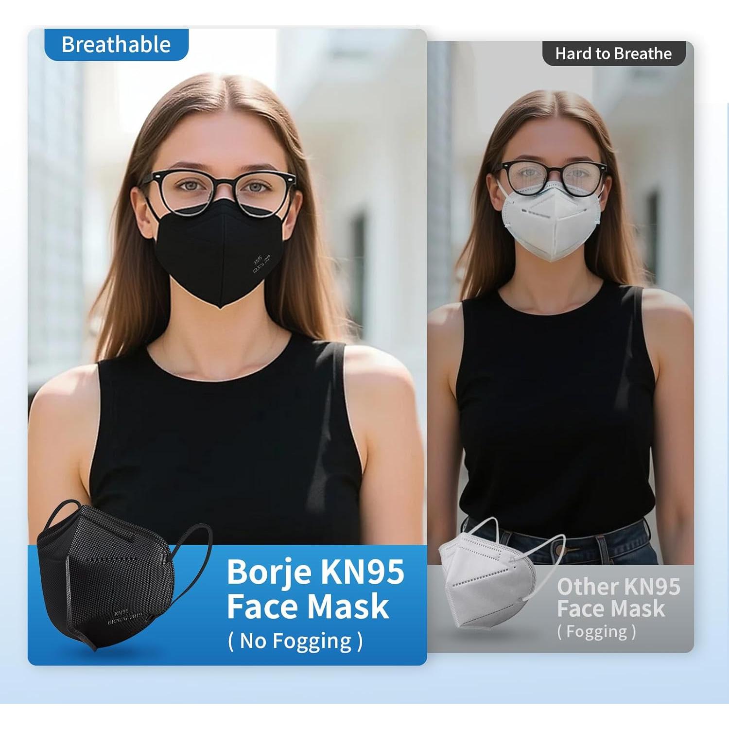 Mascarillas KN95 Borje 50 Pcs Multicolor 5 Capas Adultos