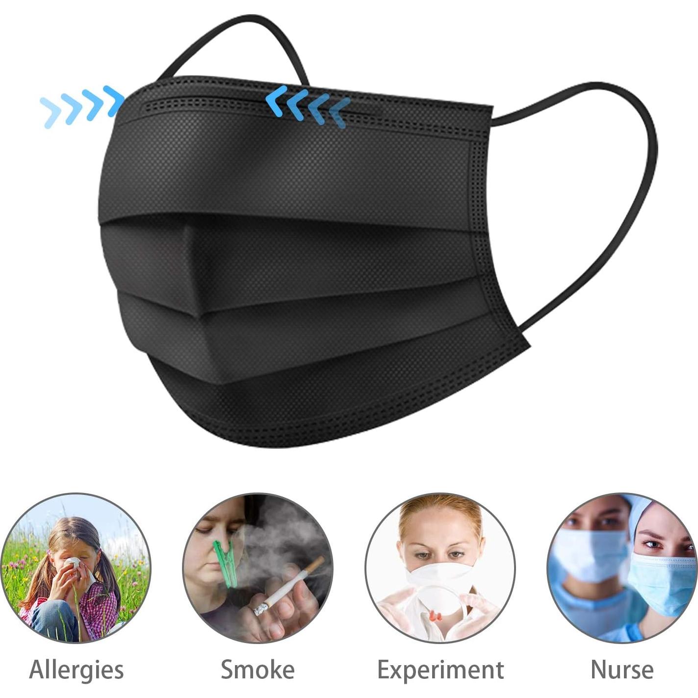 Mascarillas Desechables Negras MFCRERO - Paquete de 50 Unidades