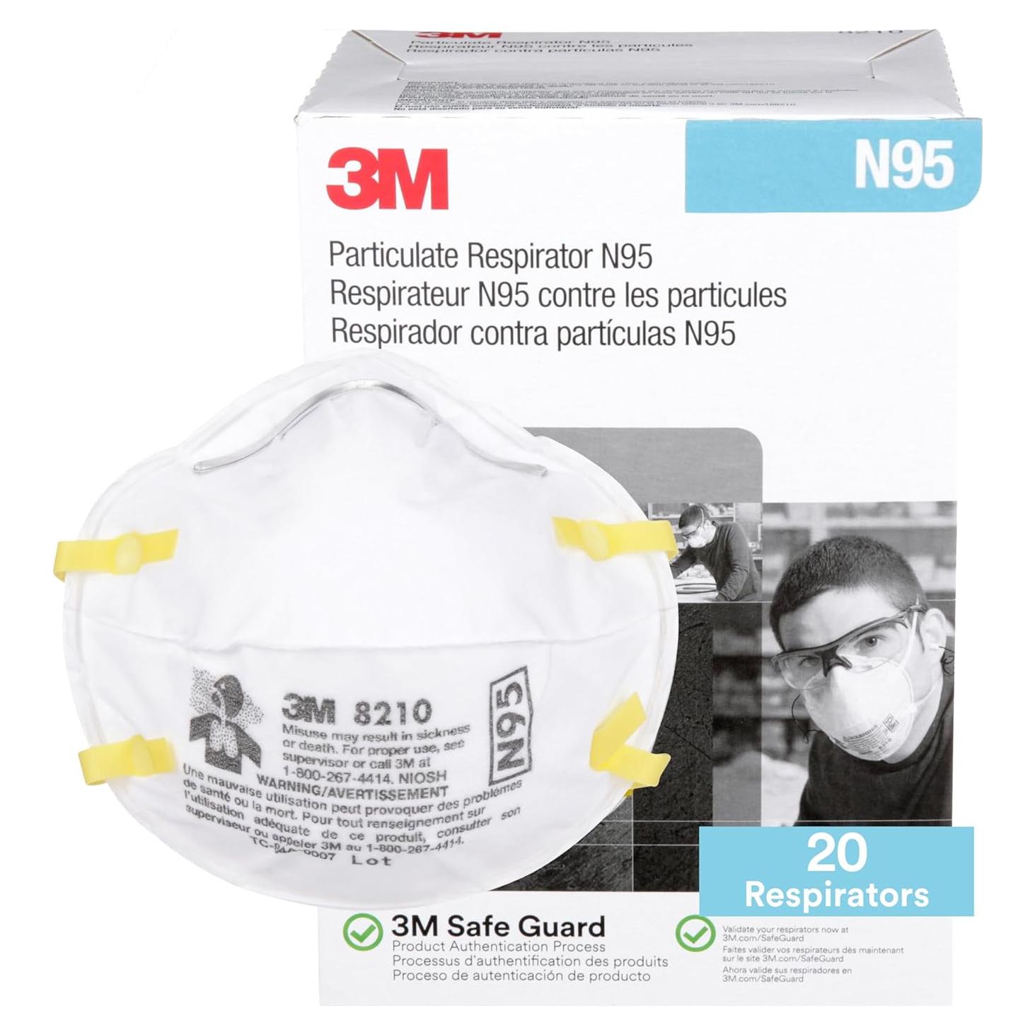 Respirador de Partículas N95 3M 8210 - Paquete de 20 Unidades