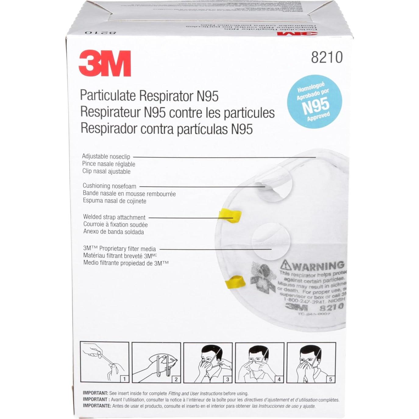 Respirador de Partículas N95 3M 8210 - Paquete de 20 Unidades