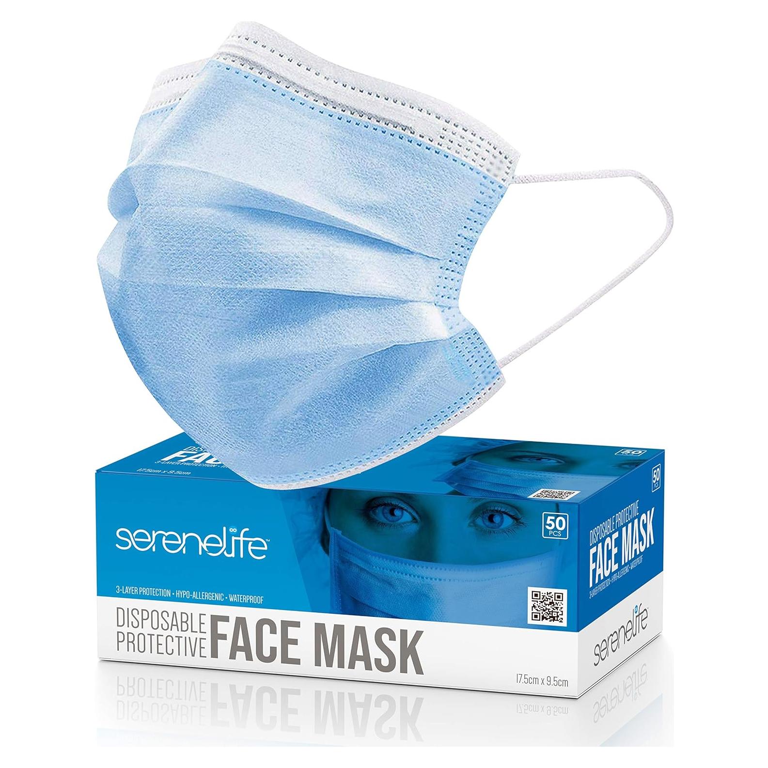 Mascarillas Desechables para Niños SereneLife 50 Piezas 3 Capas