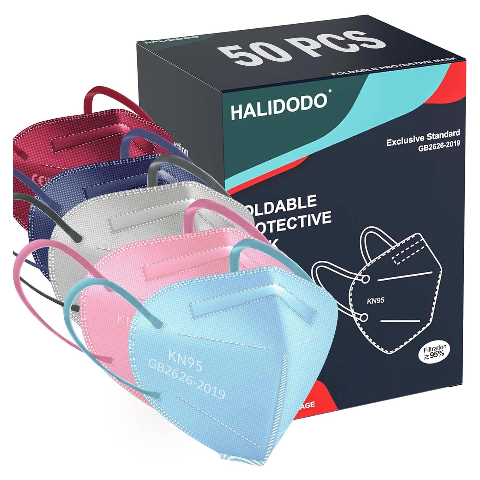 Mascarillas KN95 HALIDODO 50 Paquetes 5 Capas Transpirables