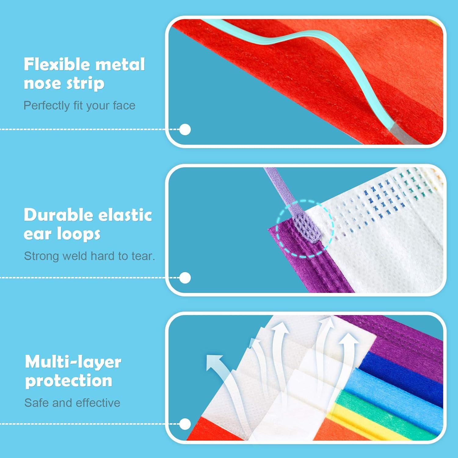 Mascarillas desechables Tomorotec 60PCS arcoíris 3 capas