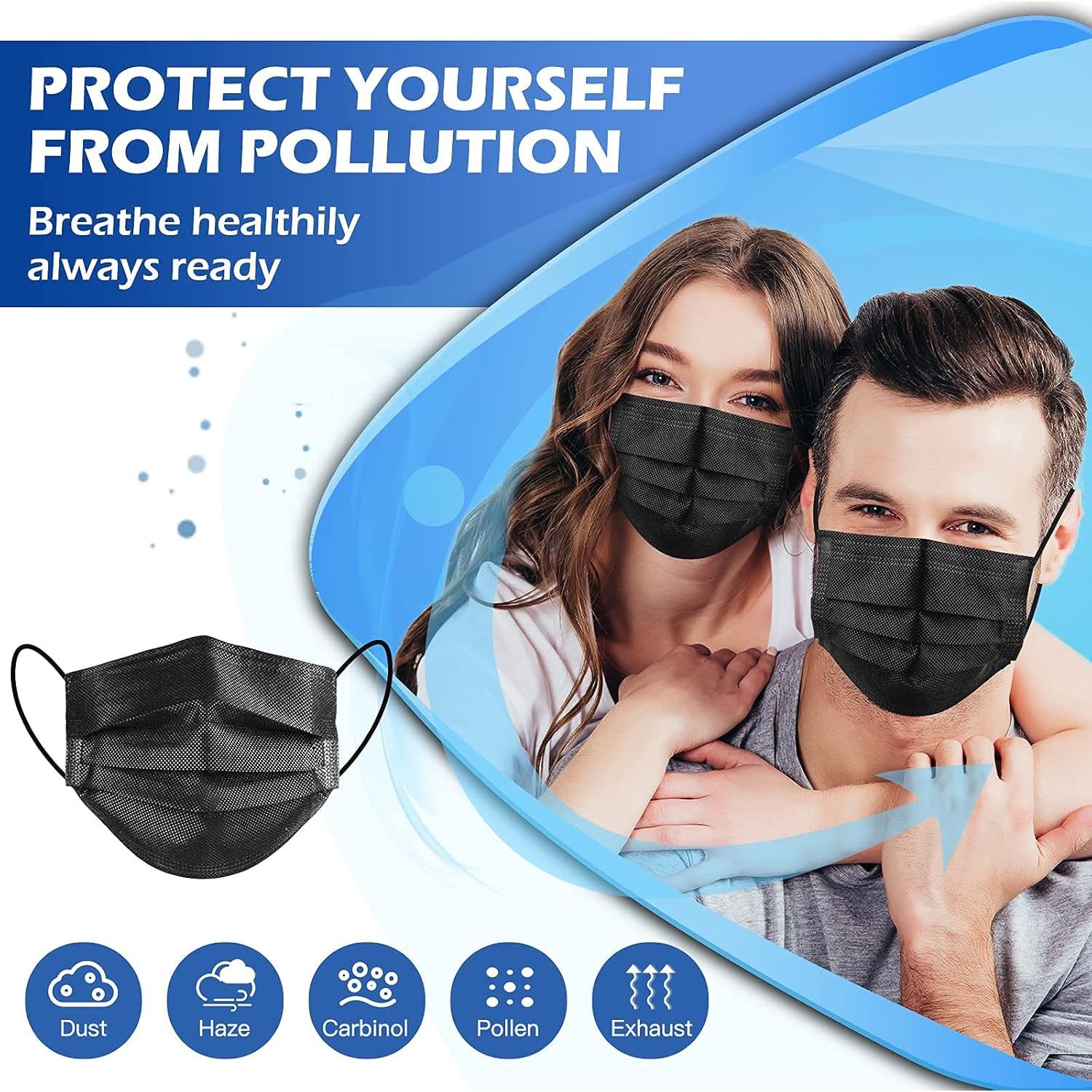 Mascarillas Desechables Negras XDX - Paquete de 50 Unidades 4 Capas