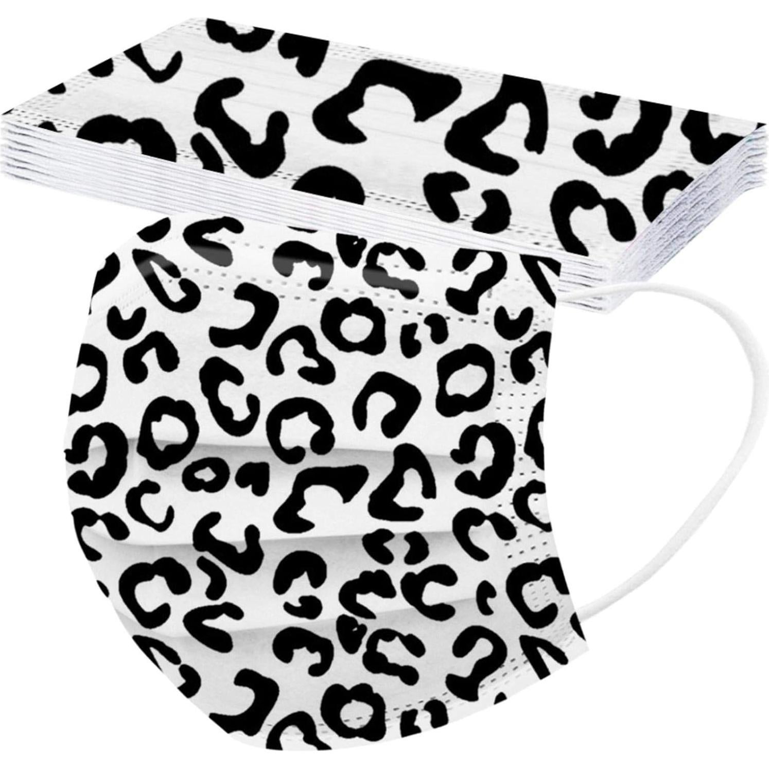 Mascarillas desechables MEESOUL 50 unidades leopardo 3 capas