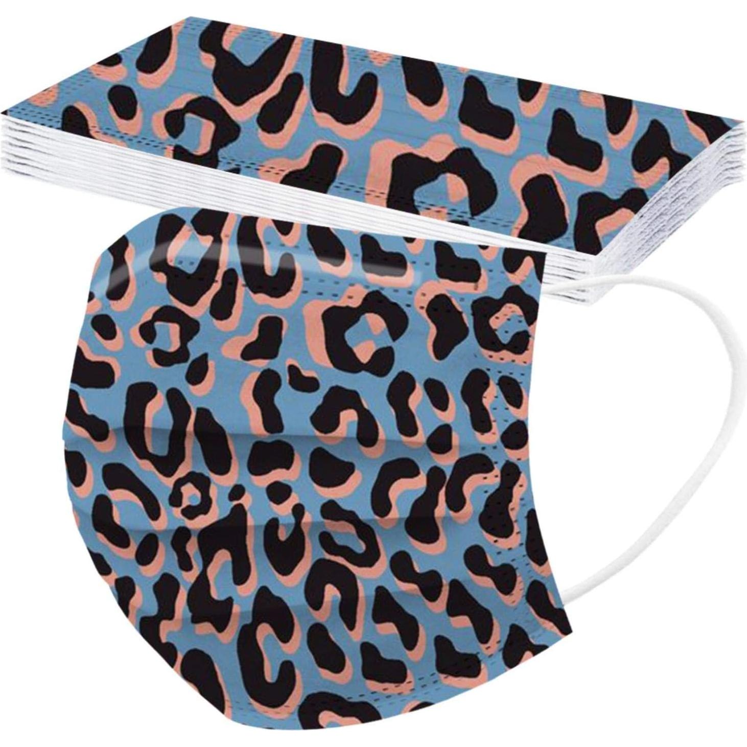 Mascarillas desechables MEESOUL 50 unidades leopardo 3 capas