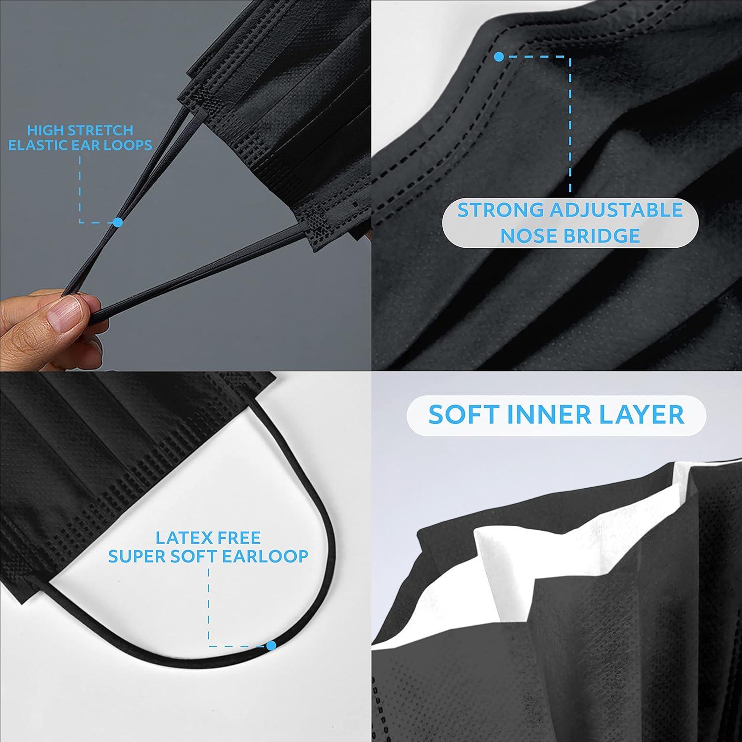 Mascarillas Desechables Negras MagiCare - 50 Unidades 3 Capas