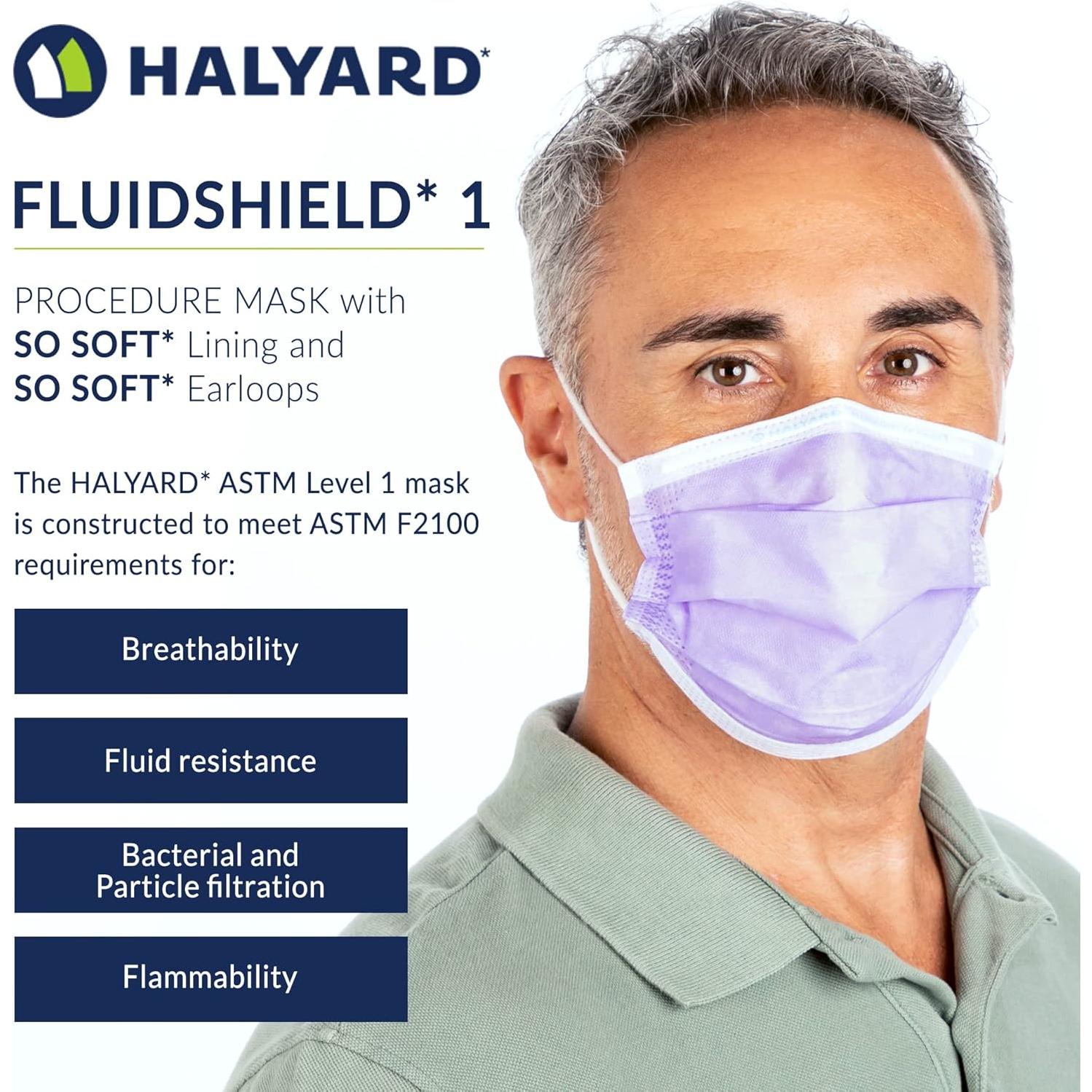 Mascarillas Desechables Halyard FLUIDSHIELD 1 Lavanda - 50 Unidades
