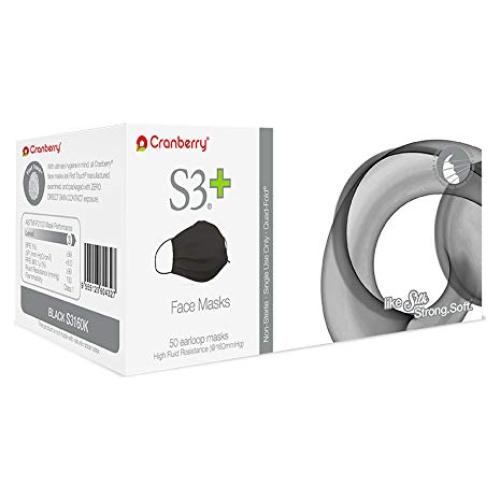Mascarilla desechable Cranberry S3160K negra 3 capas 50 unidades