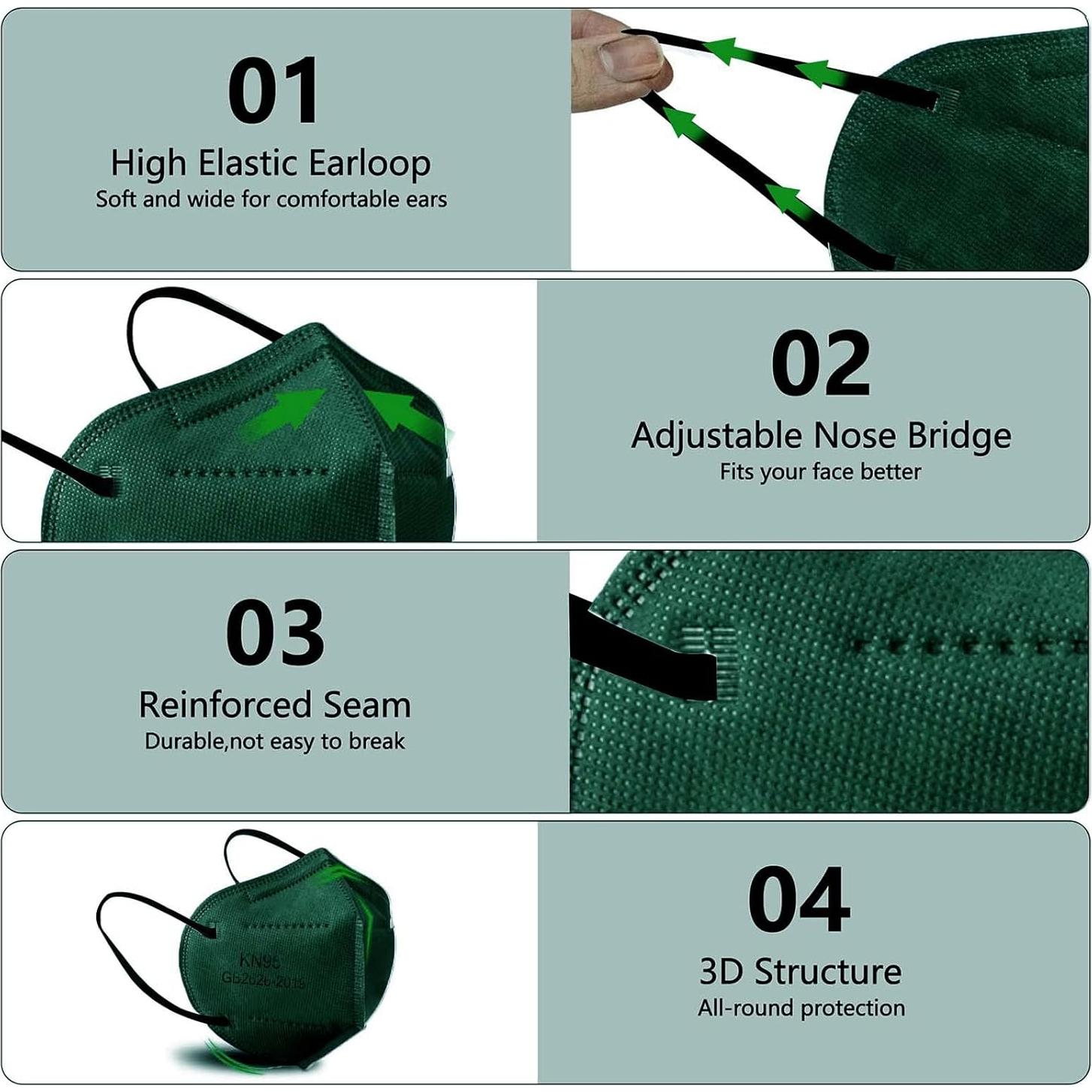 Mascarillas HUHETA KN95 60 Paquetes Individuales Multicolor