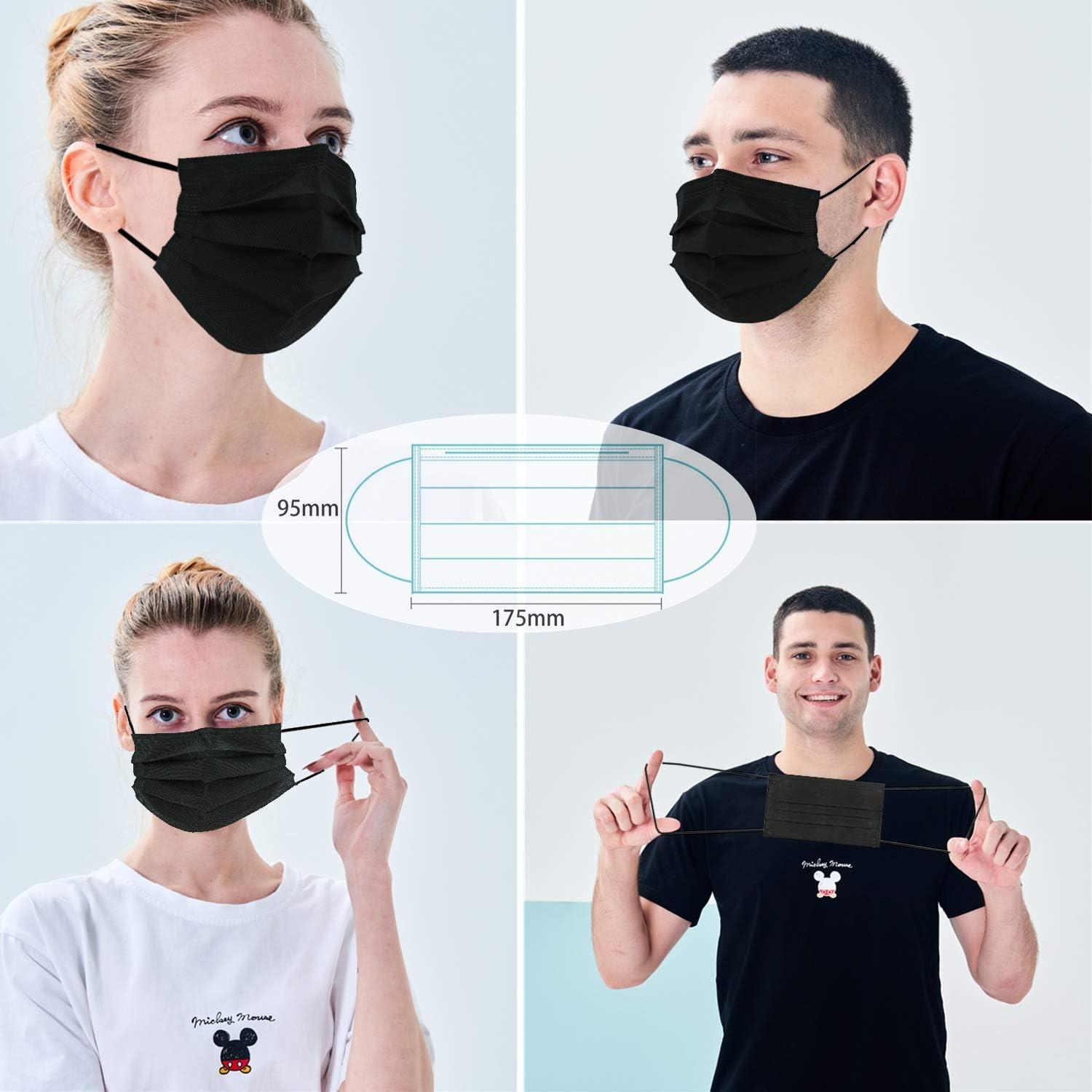 Mascarillas Desechables 3 Capas Adulto Negro 100 Piezas