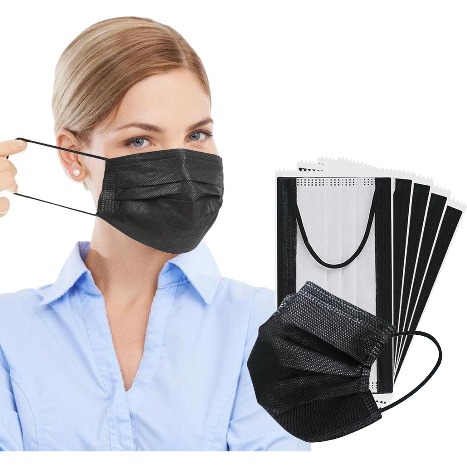 Mascarillas desechables negras 4 capas Daysoy - 50 unidades