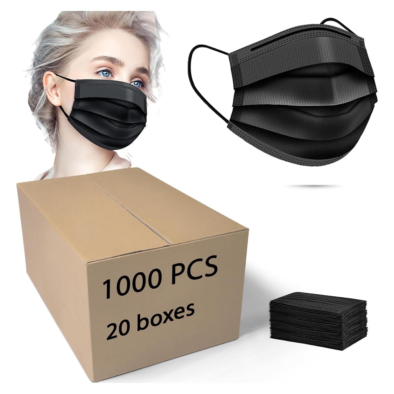 Mascarillas Desechables Negras MEESOUL 1000 PCS 3 Capas