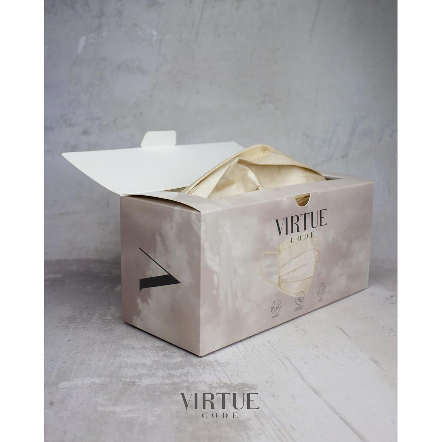 Mascarillas Desechables VIRTUE CODE 3 Capas 50 Unidades Beige