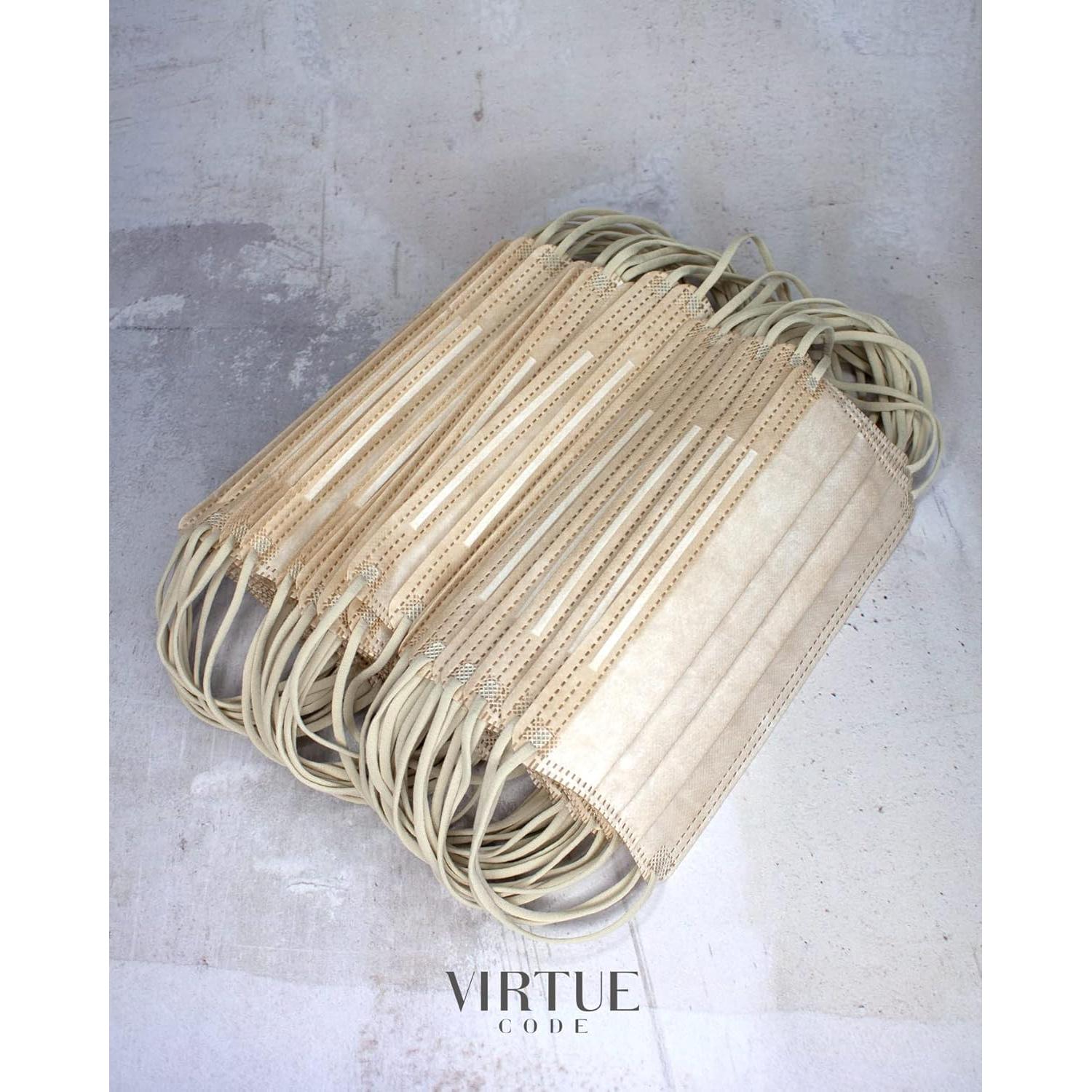 Mascarillas Desechables VIRTUE CODE 3 Capas 50 Unidades Beige