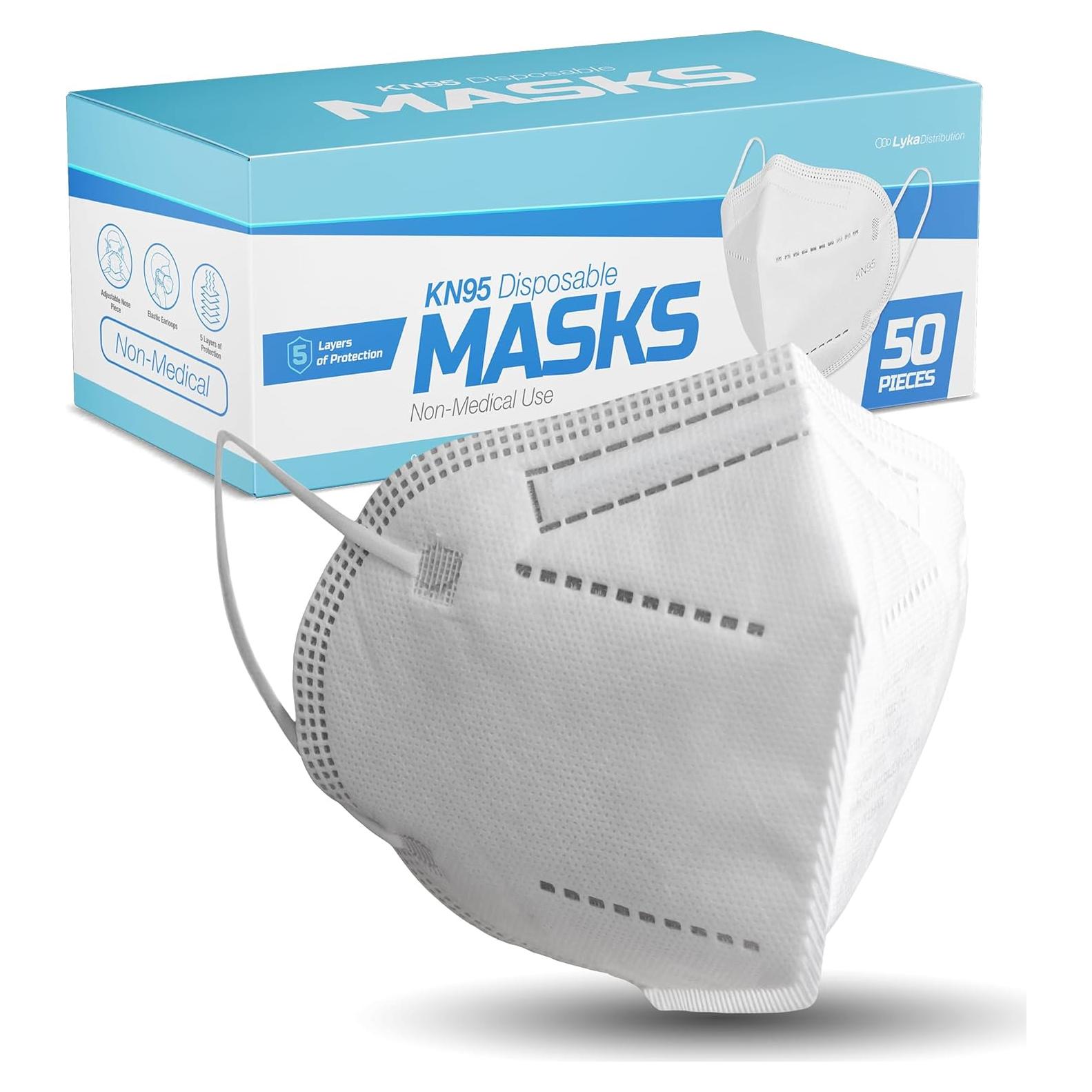 Mascarillas KN95 Lyka Paquete de 50 - Desechables 5 Capas