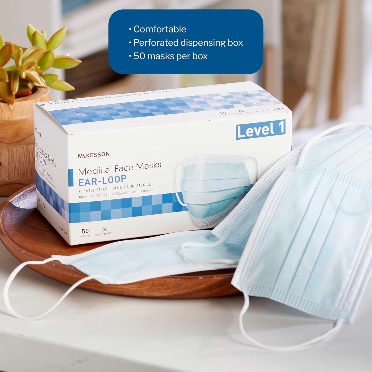 Mascarillas Médicas McKesson Nivel 1, 50 Unidades, Azul, 17.78x9.53 cm