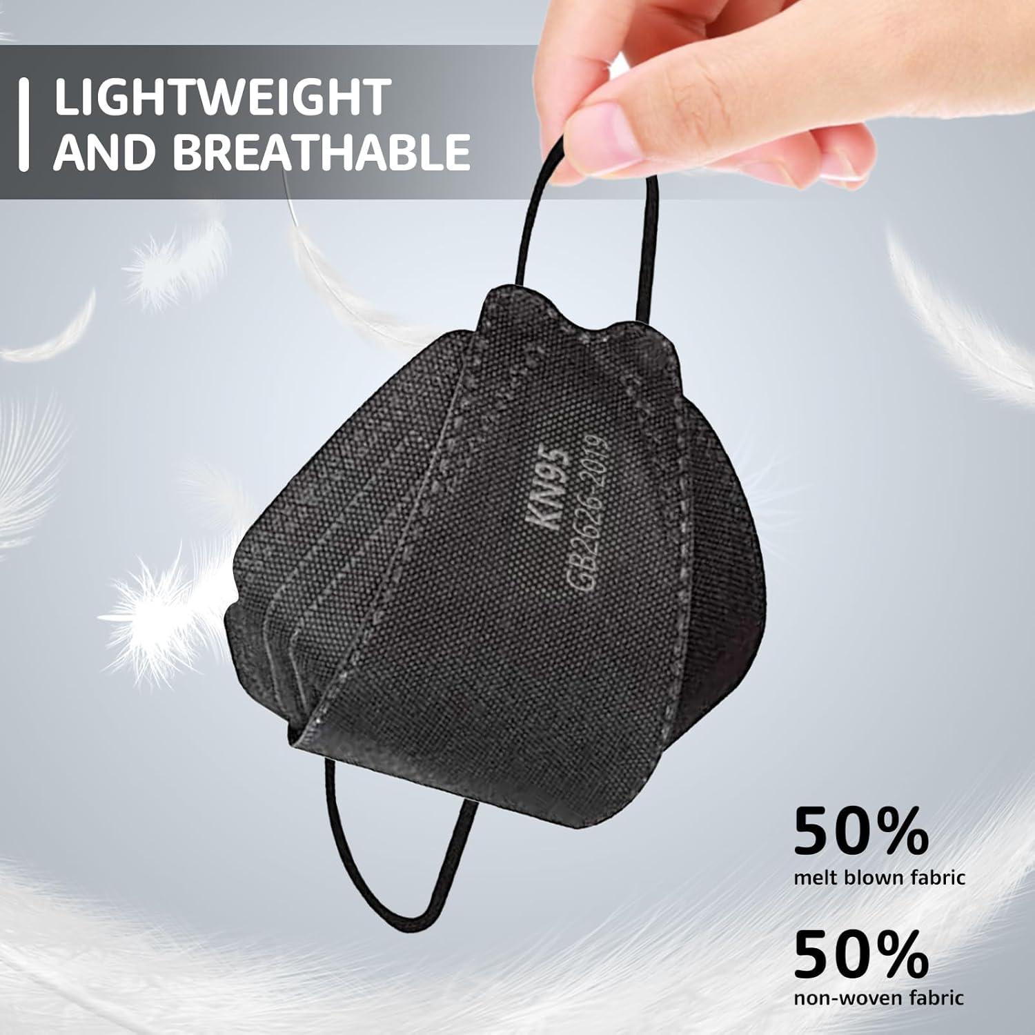 Mascarillas KN95 HIWUP Paquete de 50, Negra, Alta Protección