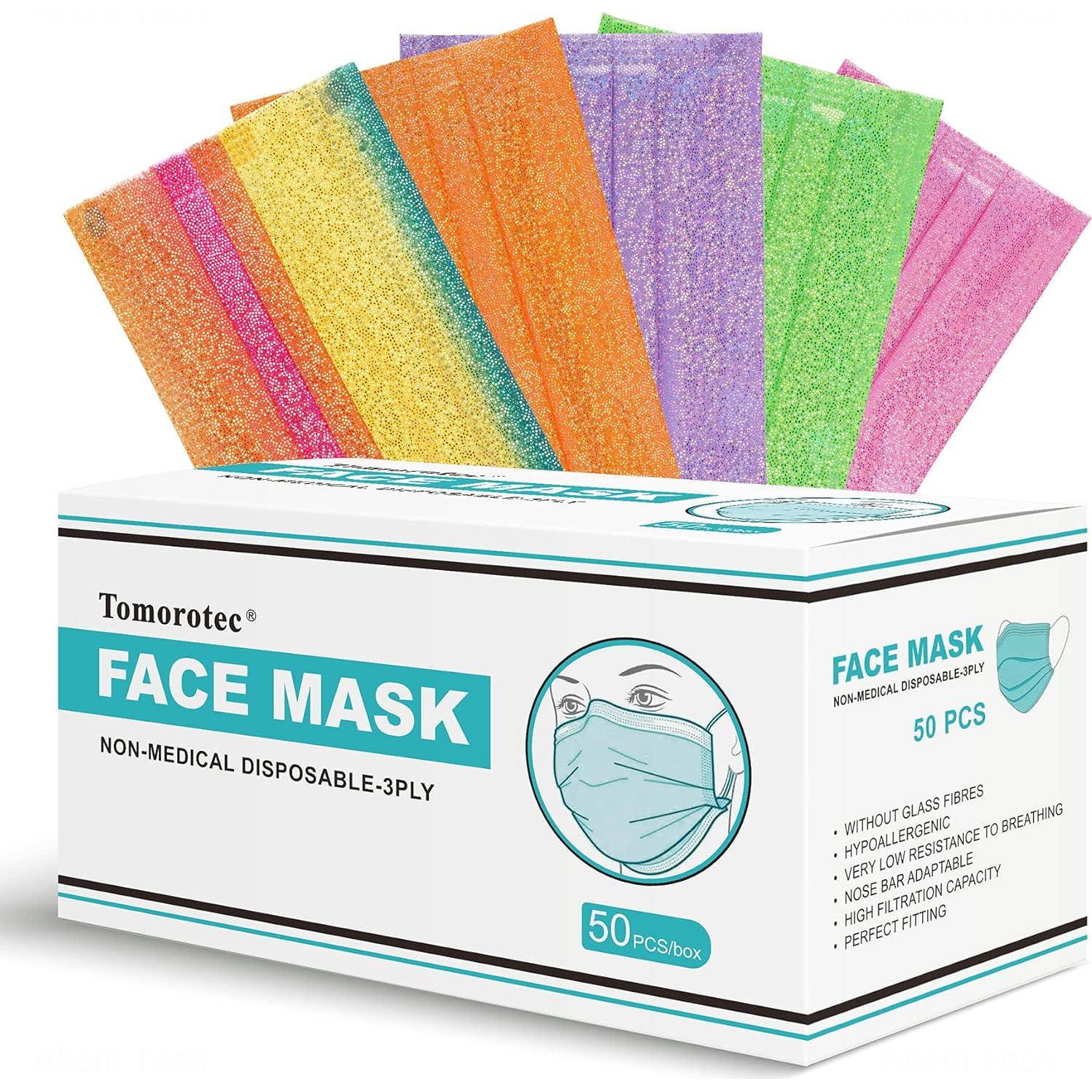 Mascarillas Desechables NiHealth 50PCS 3 Capas Iridiscentes