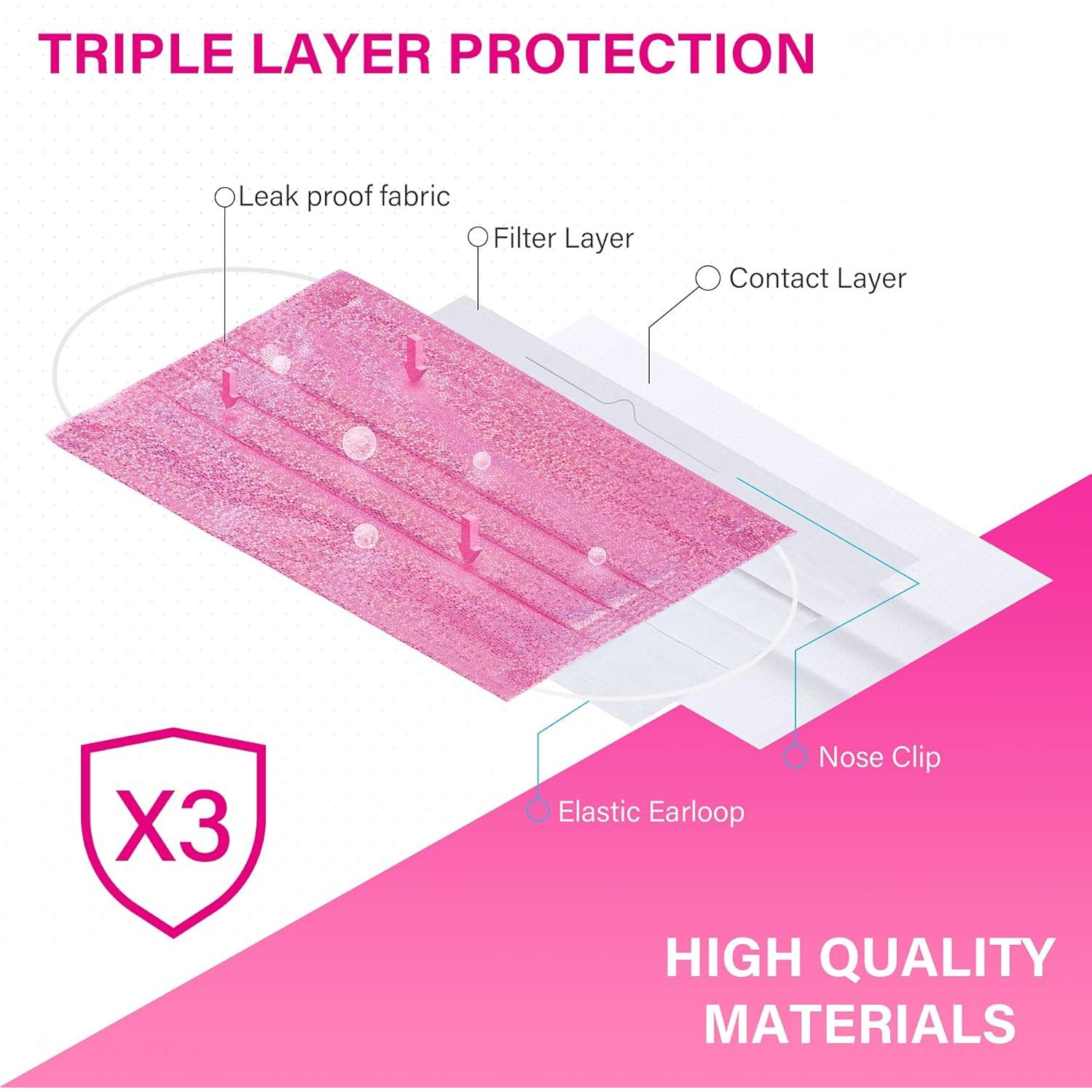 Mascarillas Desechables NiHealth 50PCS 3 Capas Iridiscentes