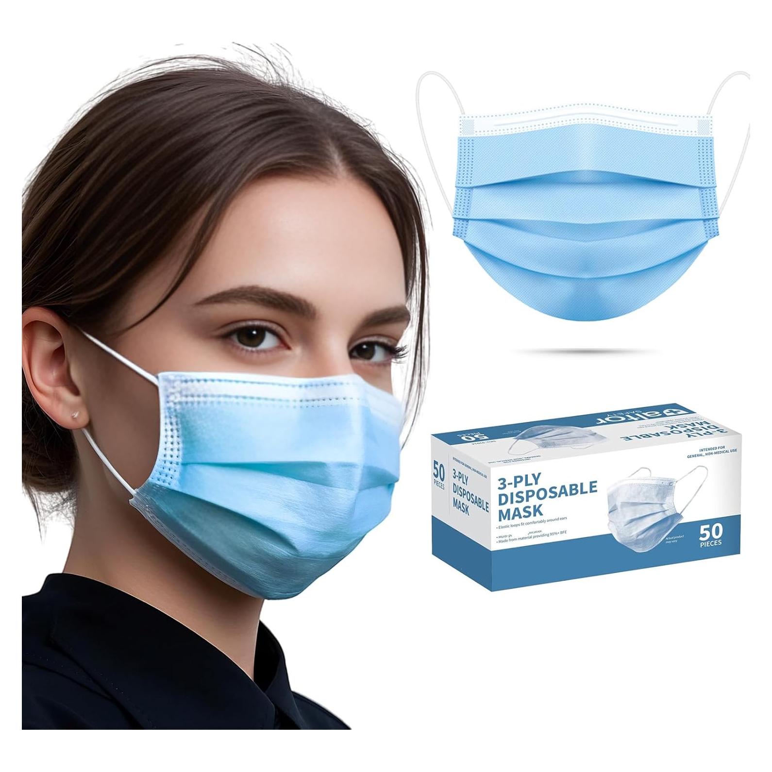 Mascarillas Desechables 3 Capas MEESOUL 50 Piezas Azul