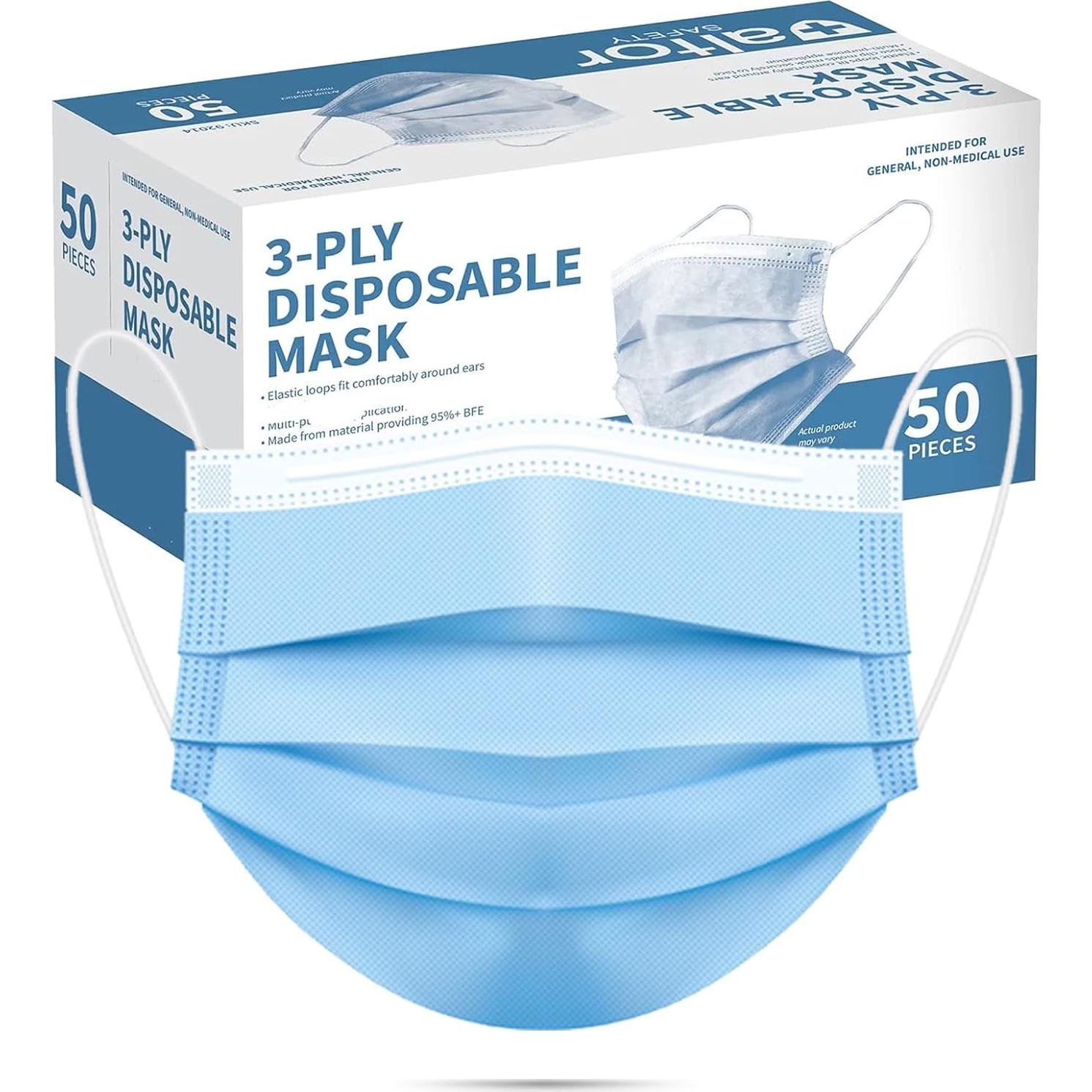 Mascarillas Desechables 3 Capas MEESOUL 50 Piezas Azul