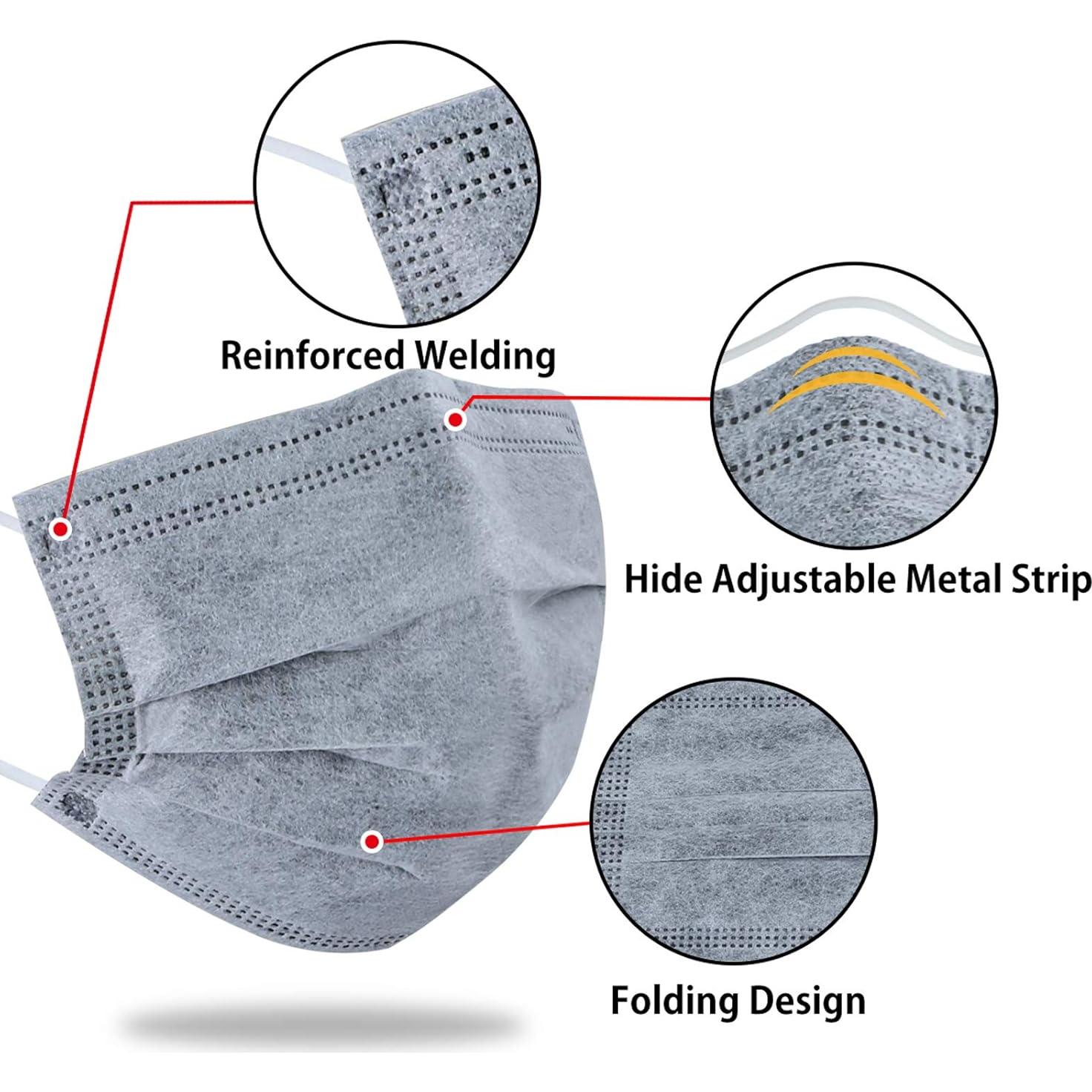 Mascarillas Desechables 50 Pcs Adultos Gris 4 Capas Respirables