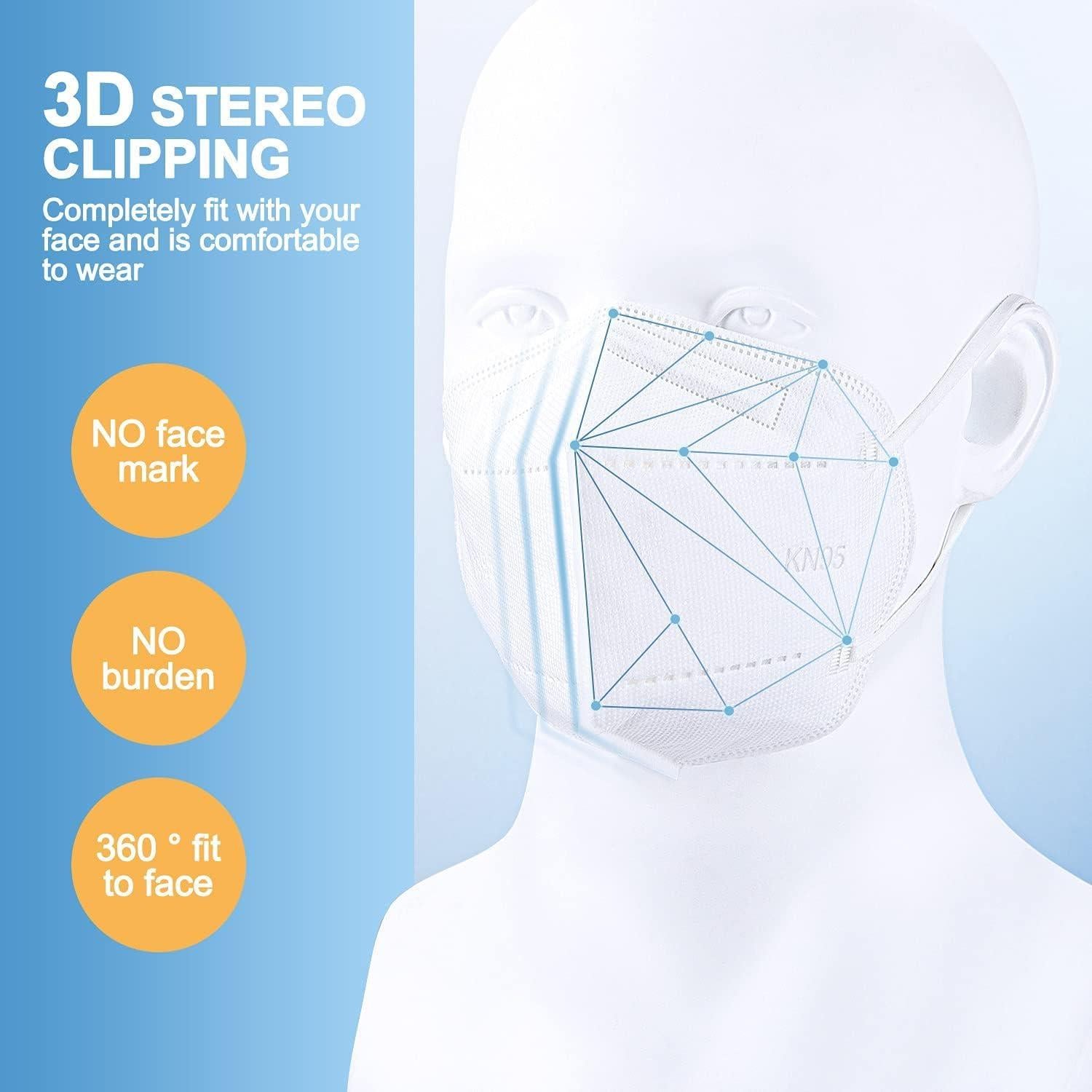 Mascarillas Desechables KN95 30 Piezas Filtración >95% Blancas