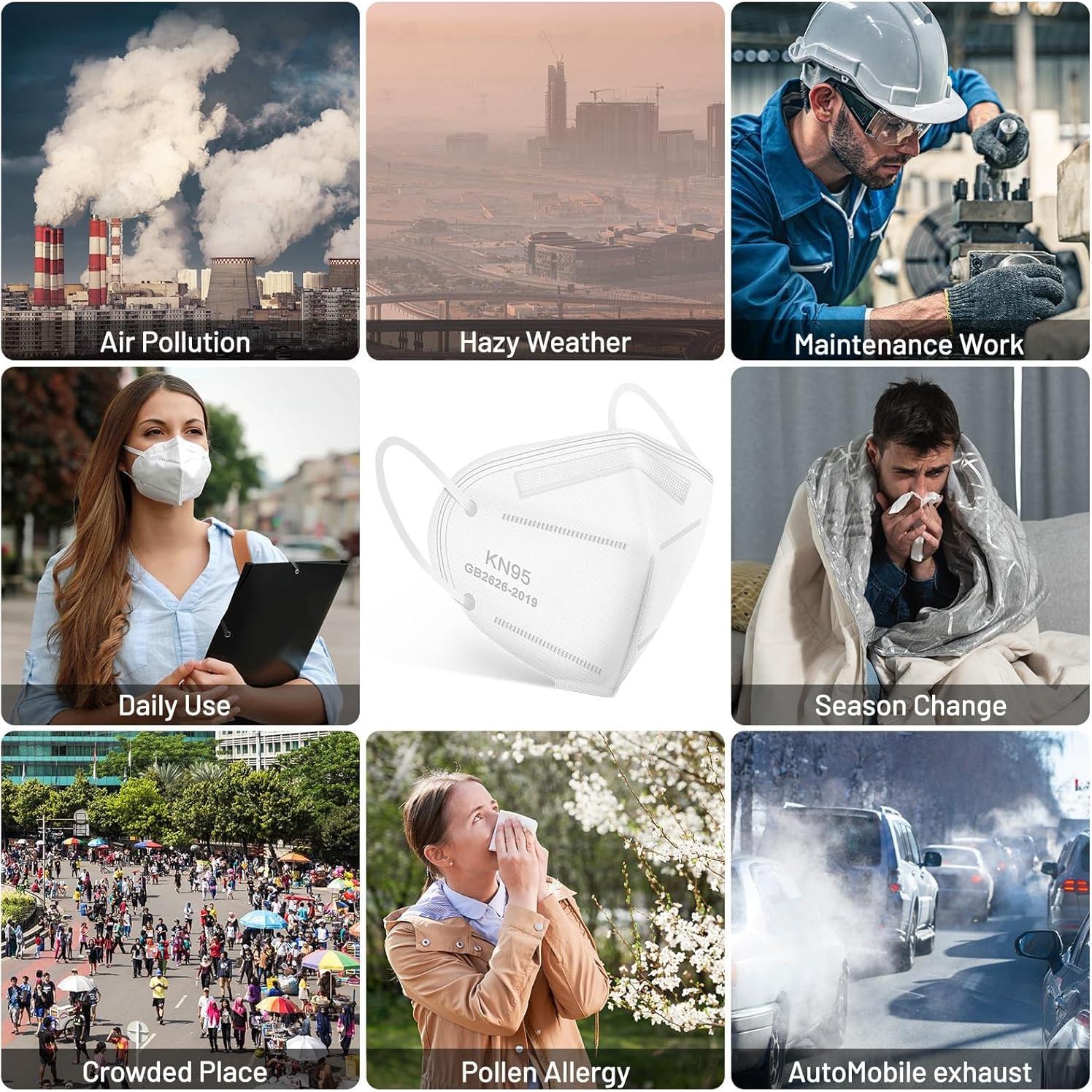 Mascarillas Desechables KN95 30 Piezas Filtración >95% Blancas