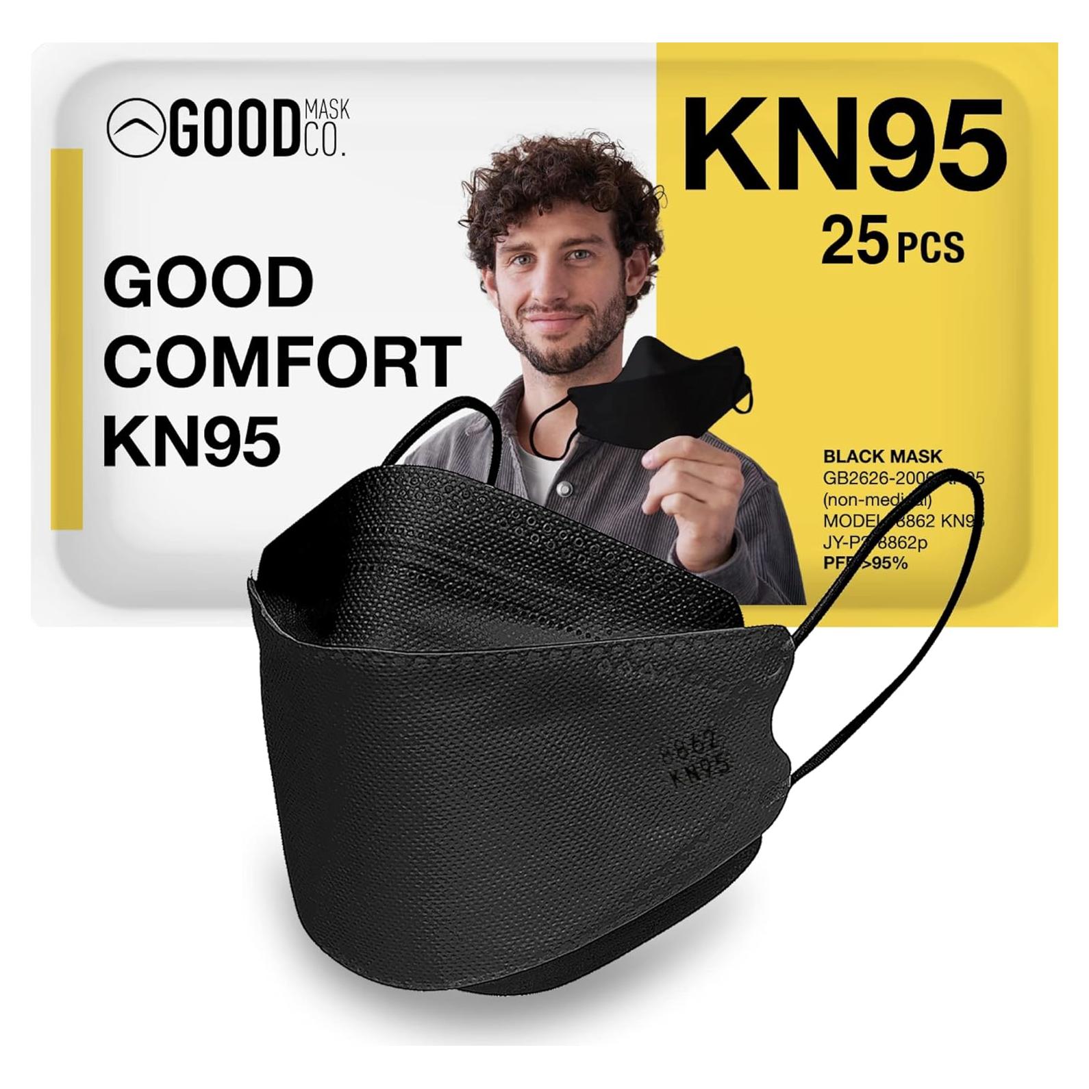 Mascarillas KN95 Good Mask Co. 25 Paquete Desechables Negras