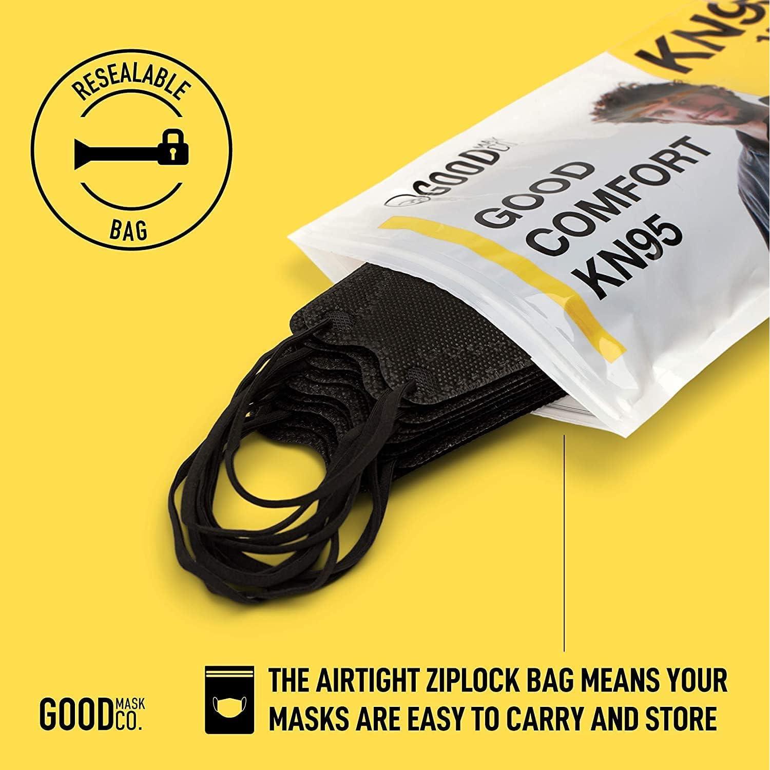 Mascarillas KN95 Good Mask Co. 25 Paquete Desechables Negras