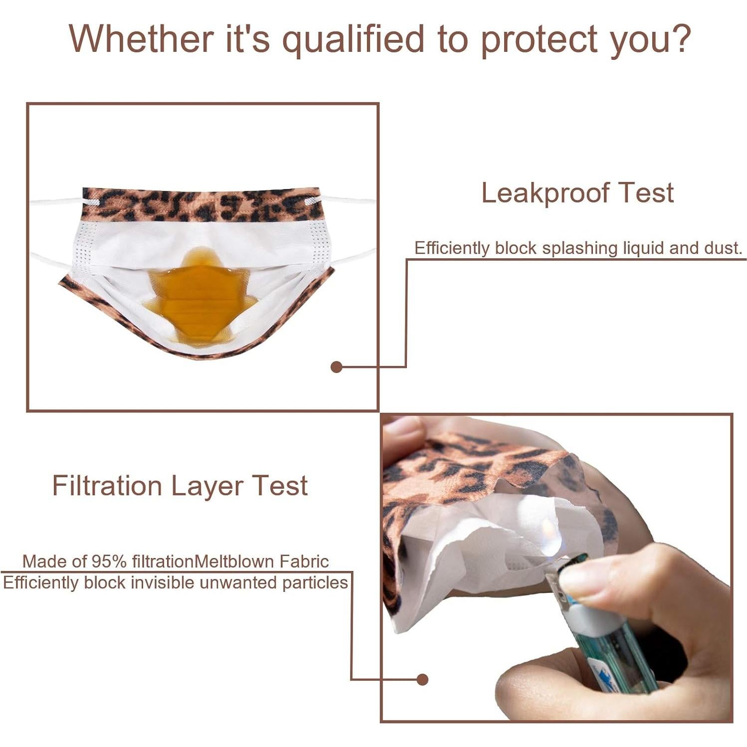 Mascarillas Desechables RITASTAR 50 Pcs 3 Capas Leopardo