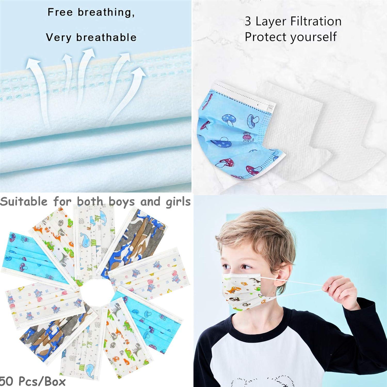 Mascarillas desechables para niños Mystcare 50 Pcs 3 capas