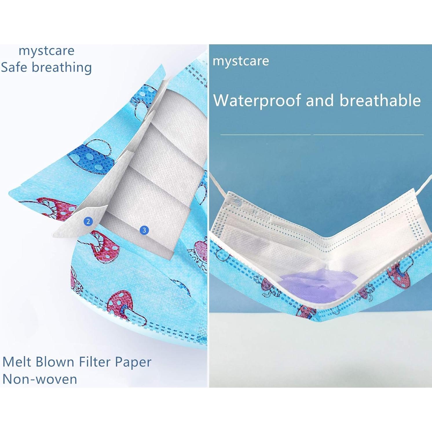 Mascarillas desechables para niños Mystcare 50 Pcs 3 capas